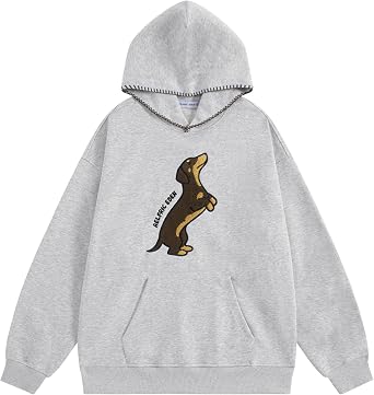 Aelfric Eden Dog Graphic Hoodies Unisex Oversized Dachshund Pullover Hoodie Y2k Streetwear Hooded Sweatshirt
