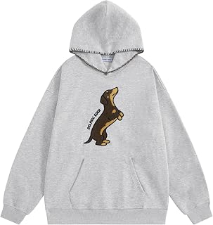 Aelfric Eden Dog Graphic Hoodies Unisex Oversized Dachshund Pullover Hoodie Y2k Streetwear Hooded Sweatshirt
