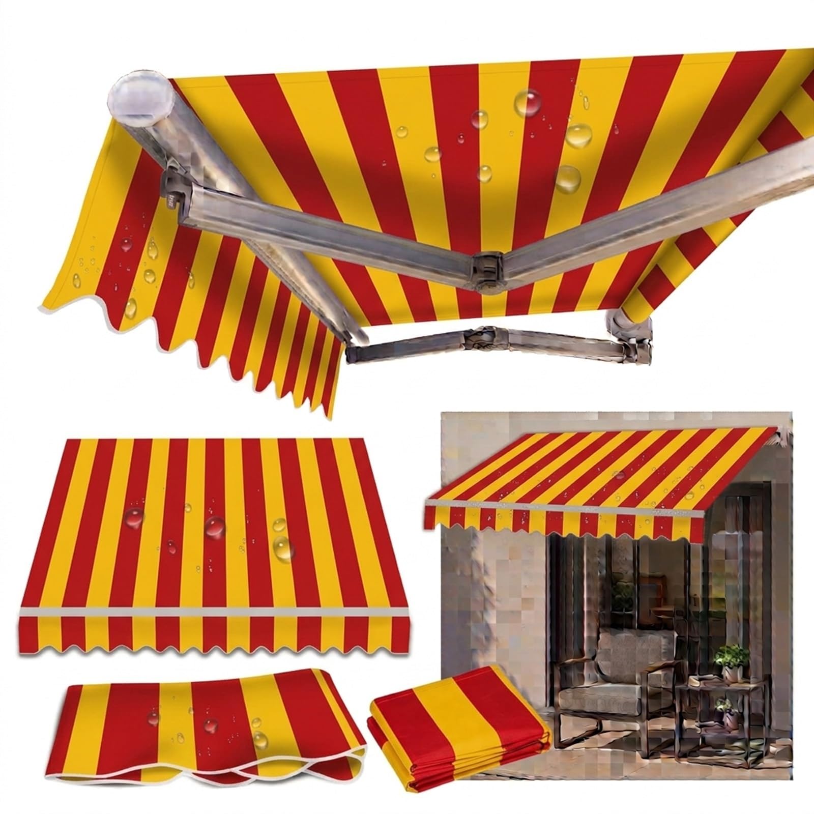Toile de rechange pour store banne 5x3 imperméable et résistante aux UV