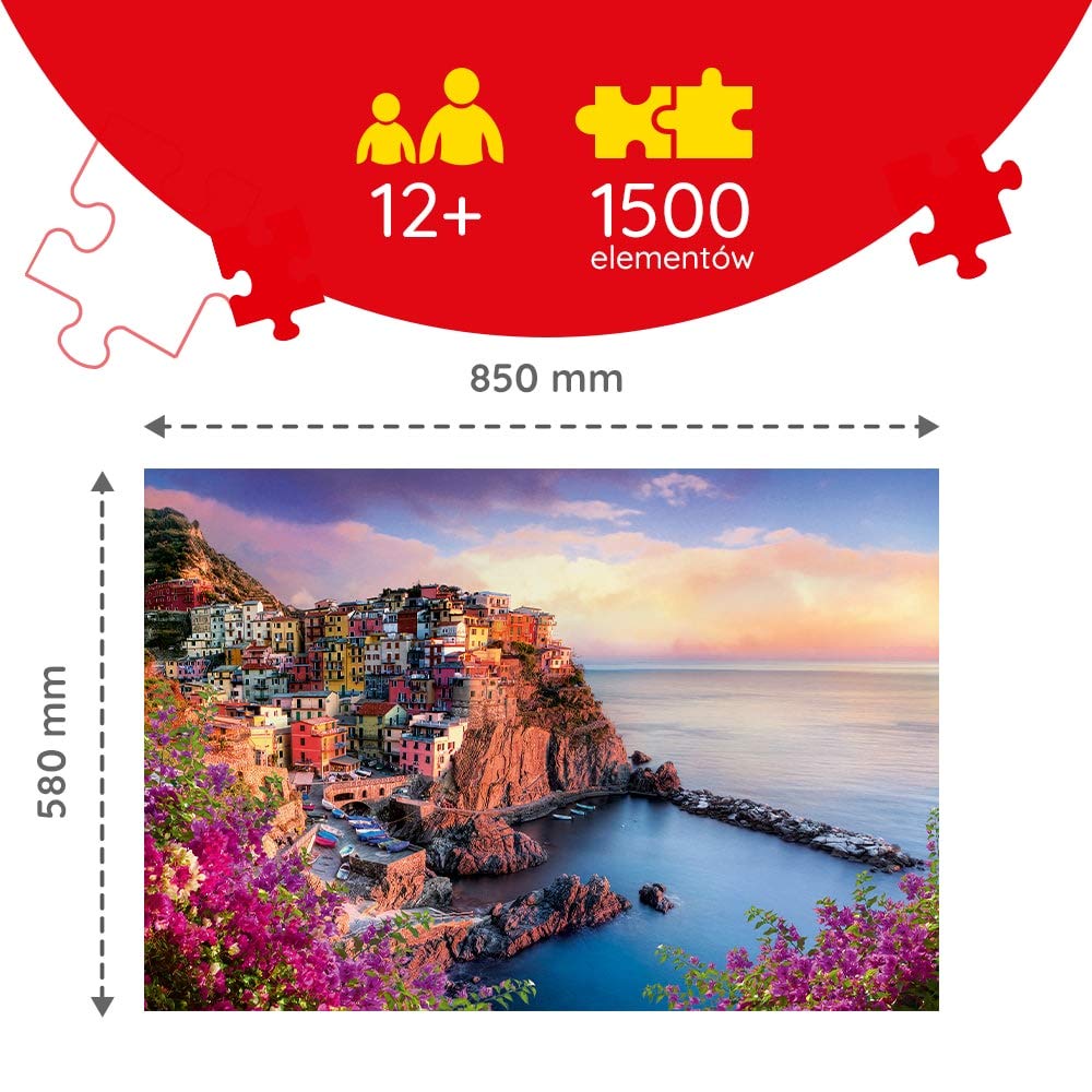 Trefl Widok na Miasteczko Manarola Puzzle 1500 Elementów o Wysokiej Jakości Nadruku dla Dorosłych i Dzieci od 12 lat