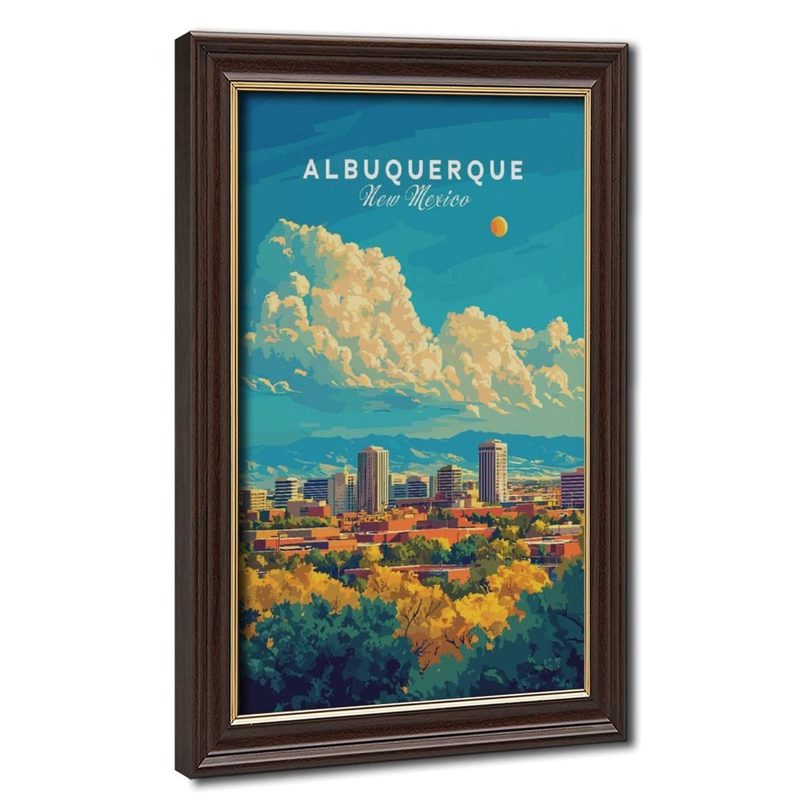 Bareronor Mokume Gane Frame-Style Albuquerque Travel Canvas Poster For Dorm Room Decor Gift