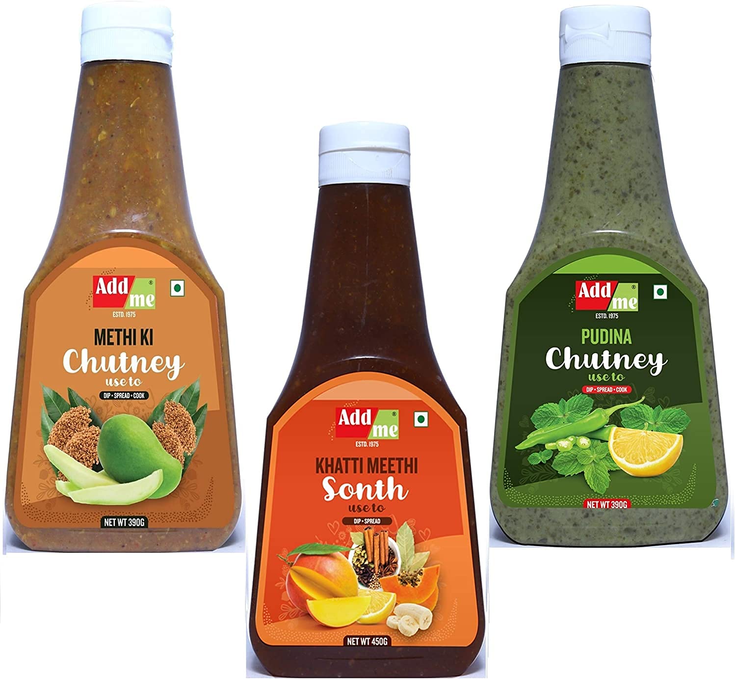 Add me Homemade Khatti Meethi Sonth 450gm + Pudina Sauce Chutney 390gm + Mango Methi Dana Pickle Chutney 390gm Pack of 3 Classic Indian Sauces (B08K3CSQKT) Amazon Price History, Amazon Price Tracker