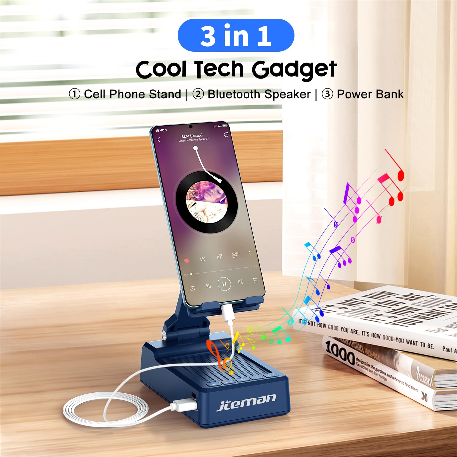 Amazon.com: JTEMAN Gifts for Men Women,Cell Phone Stand with Bluetooth  Speaker,Cool Tech Gadgets,Unique Birthday Gifts for Men Husband Mom  Dad-Blue : Electronics
