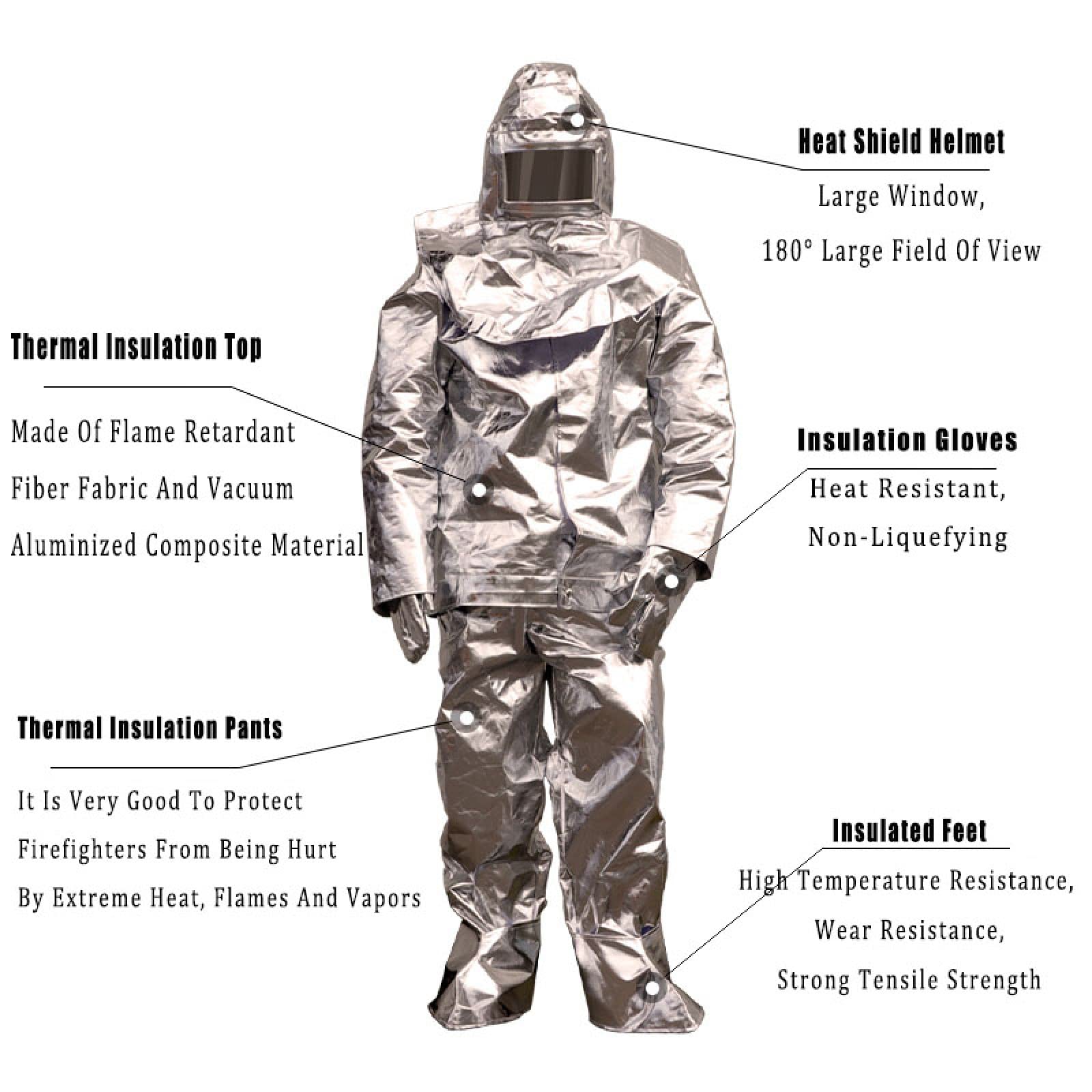 Traje Resistente Al Fuego Traje Aislamiento Material Ligero Seguridad Ignífugo Mina Carbón, Pozo Petróleo, Mina, Planta Química,1000°-170-180cm