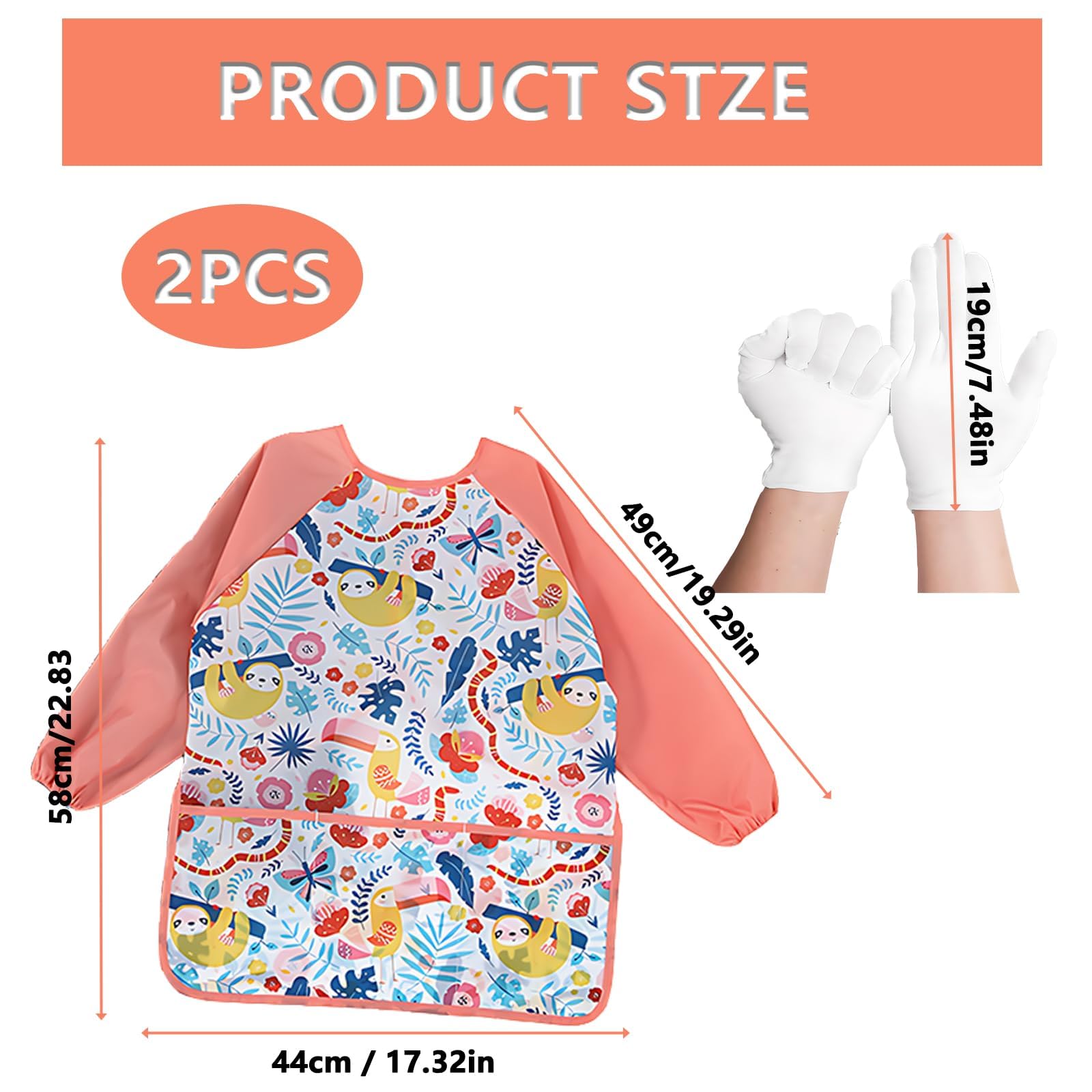 WNXBFO Kids Painting Apron with Gloves, Toddler Art Smock for Ages 3-8, Waterproof Kids Aprons for Painting Arts - Image 2