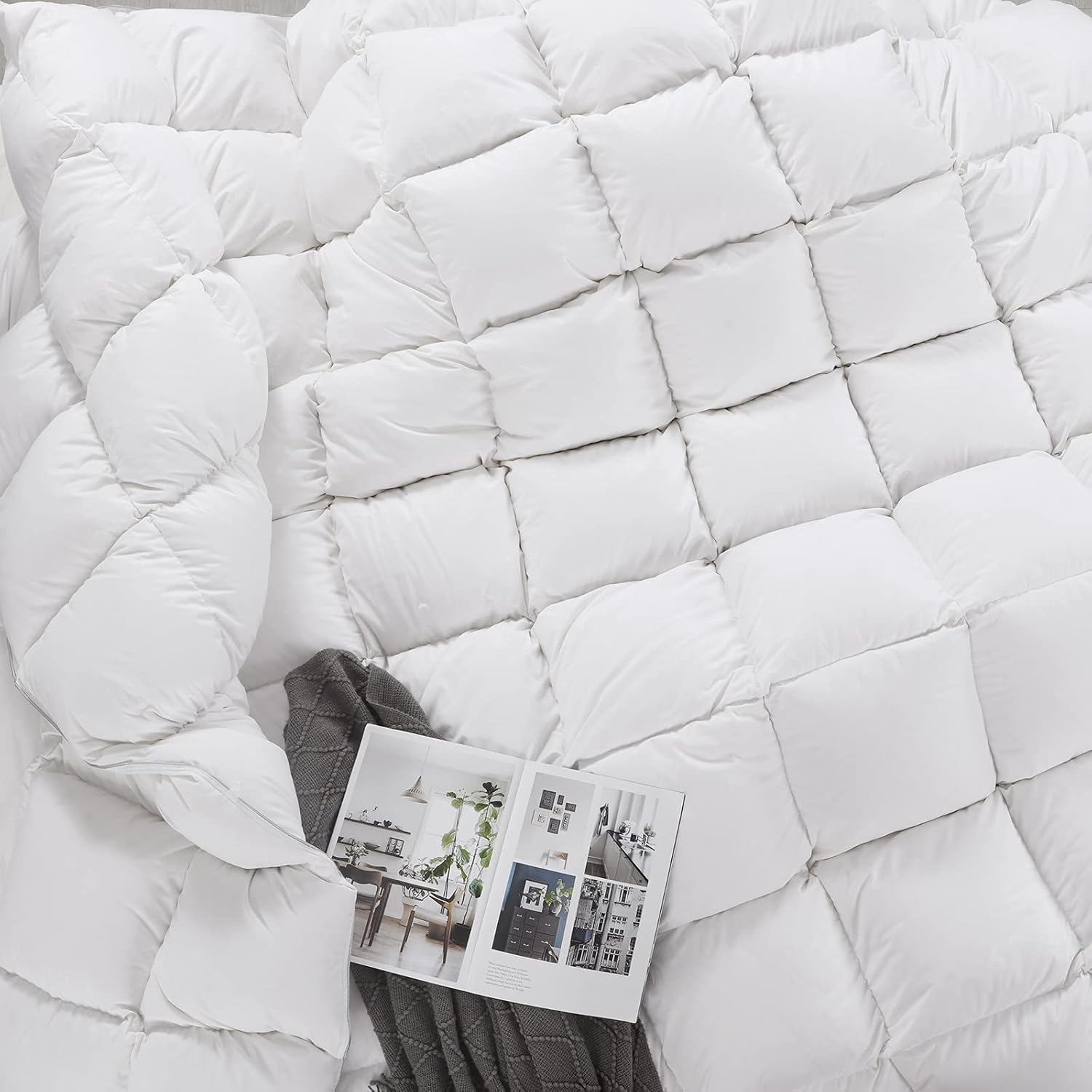 Luxurious 108"x98" Oversized California King Size All Season Goose Down Comforter Cal King Duvet Insert White Solid, 57oz Fill Weight Goose Down Feather Down Proof with 8 Ties : Home & Kitchen