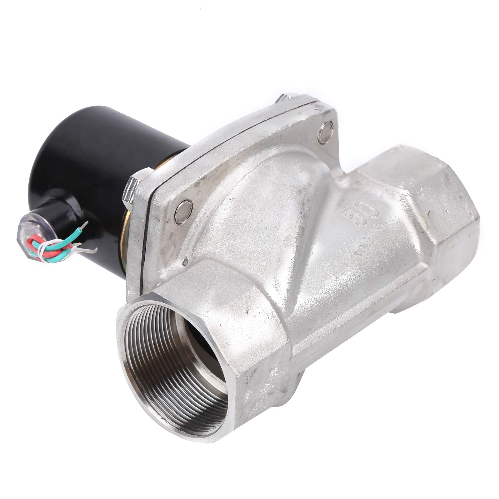Fafeicy Elettrovalvola Elettrica da 2 Pollici Elettrovalvola da 2 Pollici da Azione Diretta Normalmente Chiusa Membrana NBR Acciaio Inossidabile 304 per Aria (AC220V)