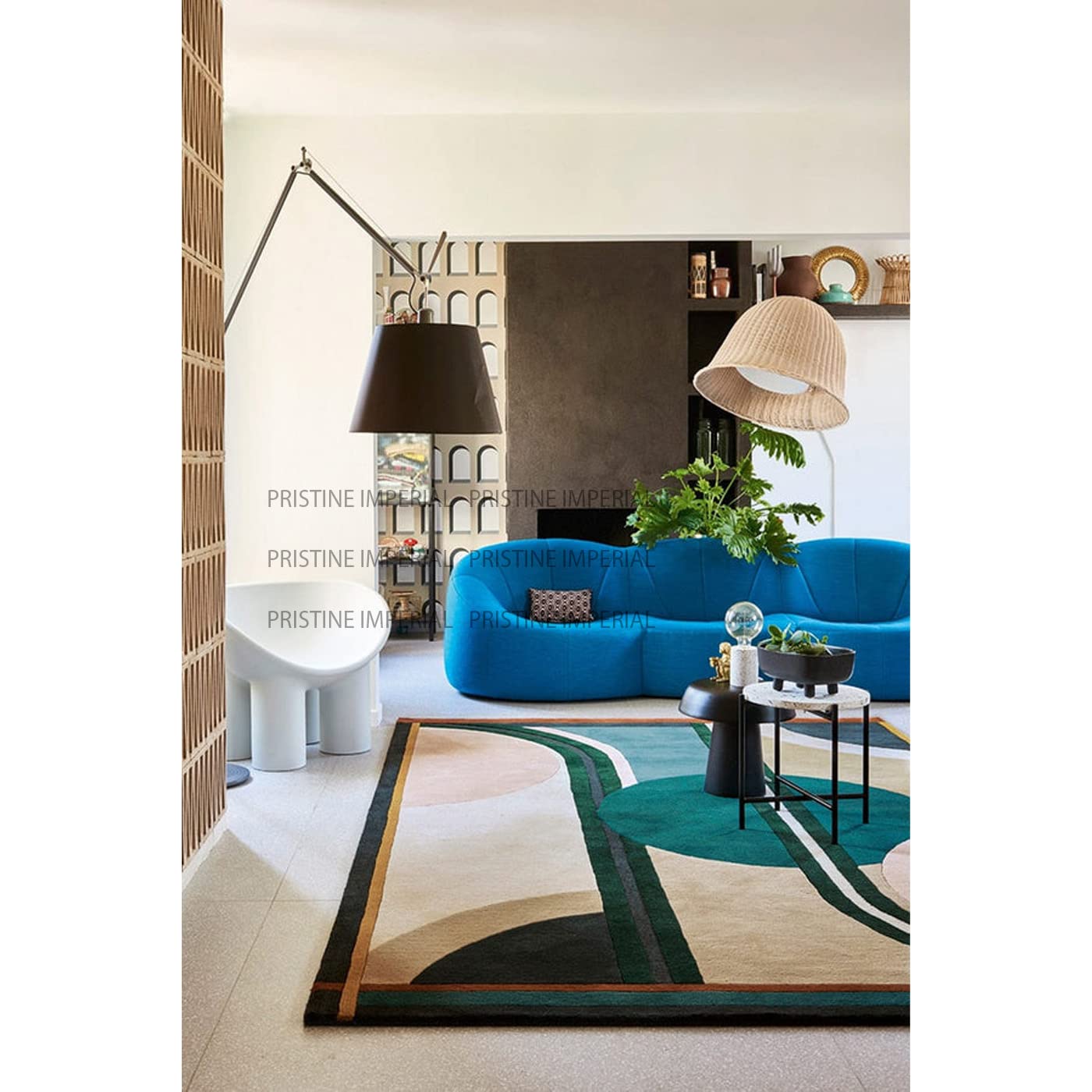 PRISTINE IMPERIAL Hand Tufted Pure Wool Modern Prism Electric Design Carpet for Home Living Room Guest Room Office for Also for Hall 7x10 feet Multi A6 Colours