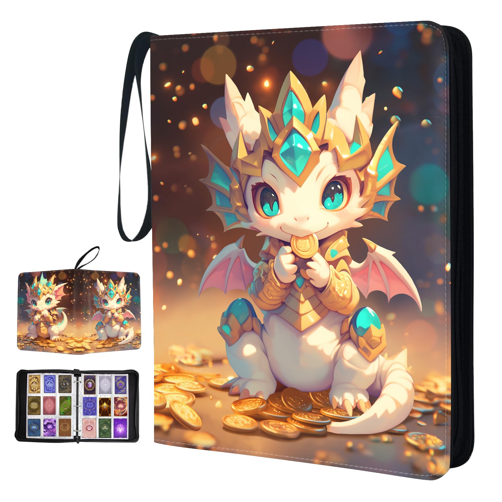 Dragon Design Trading Card Storage Album for Son Daughter, Collectible Trading Card Binder with 50 Durable 9-Pocket Pages, Gift for Card Collector on Birthday Christmas
