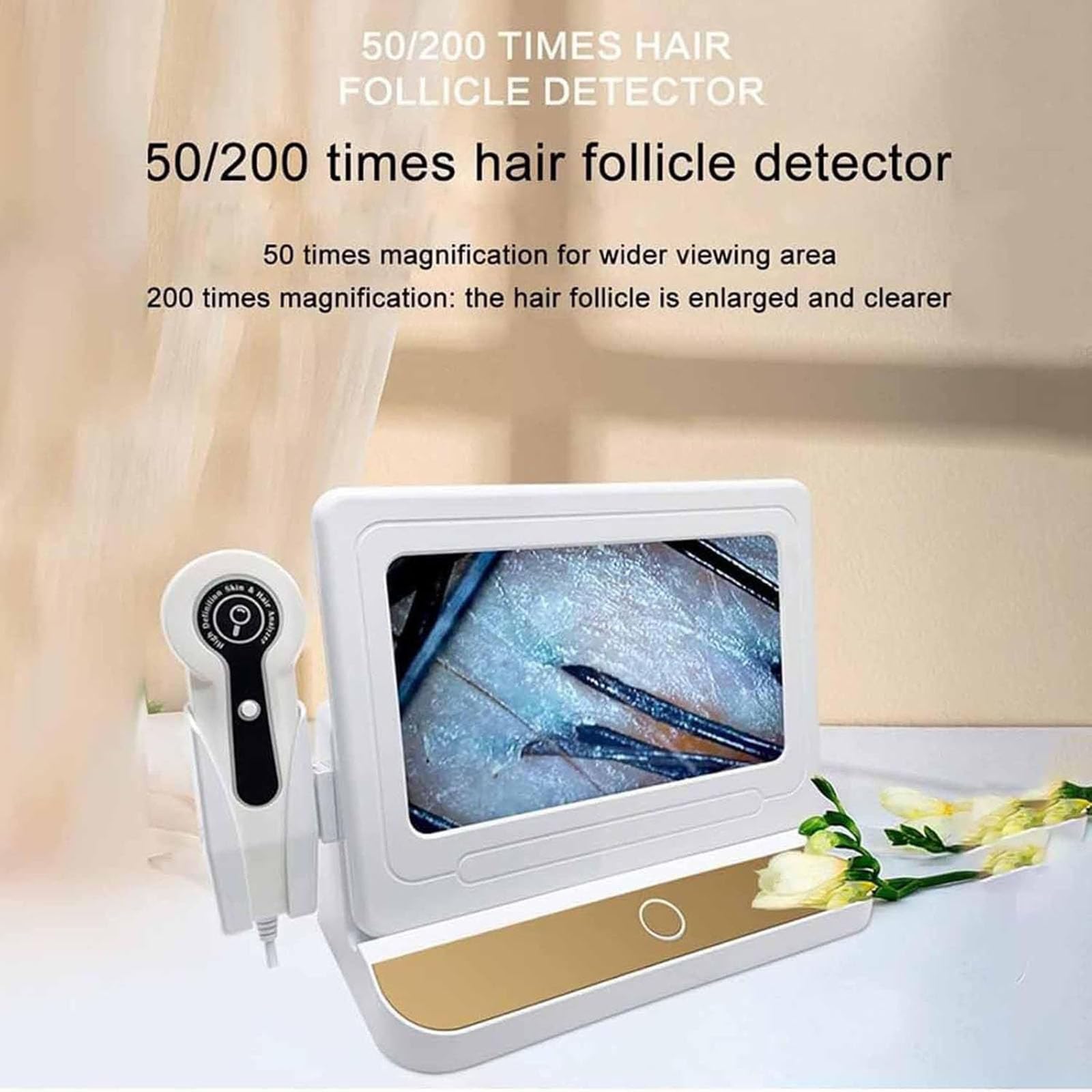 Kopfhautdetektor 11 Zoll HD Mikroskop für Haarfollikel und Hautanalyse mit 50X 200X Vergrößerung und intelligenter Auswertung