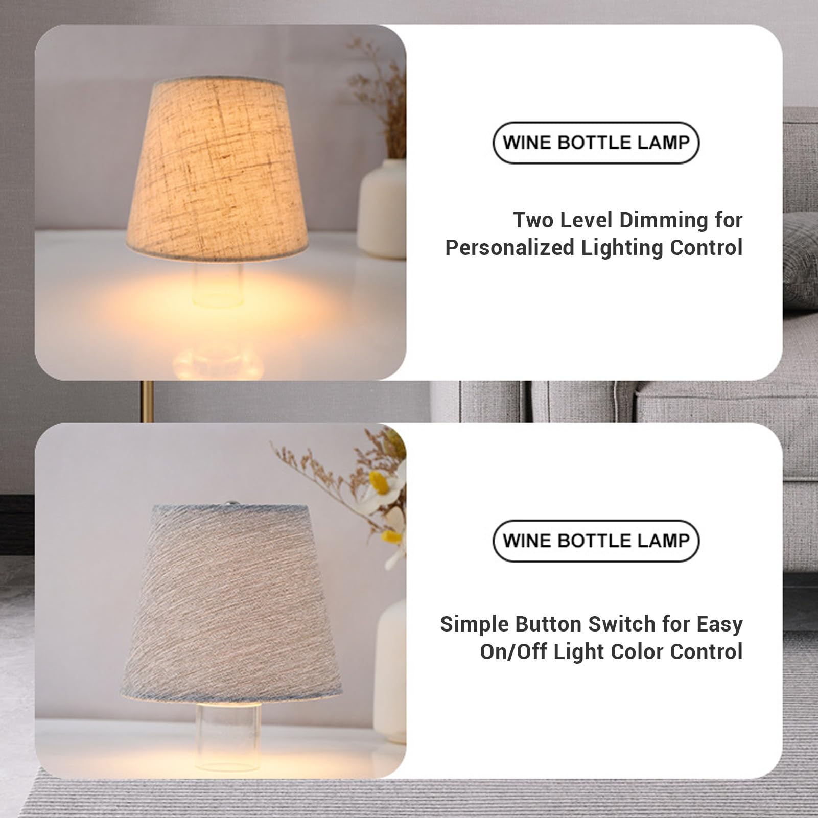Focket Lampada da bottiglia senza fili, Lampada da bottiglia di vino a LED in tessuto ricaricabile da 176lm, Lampada da 4000 mAh 4000 mAh, Luce di controllo tattile per il tavolo notturno