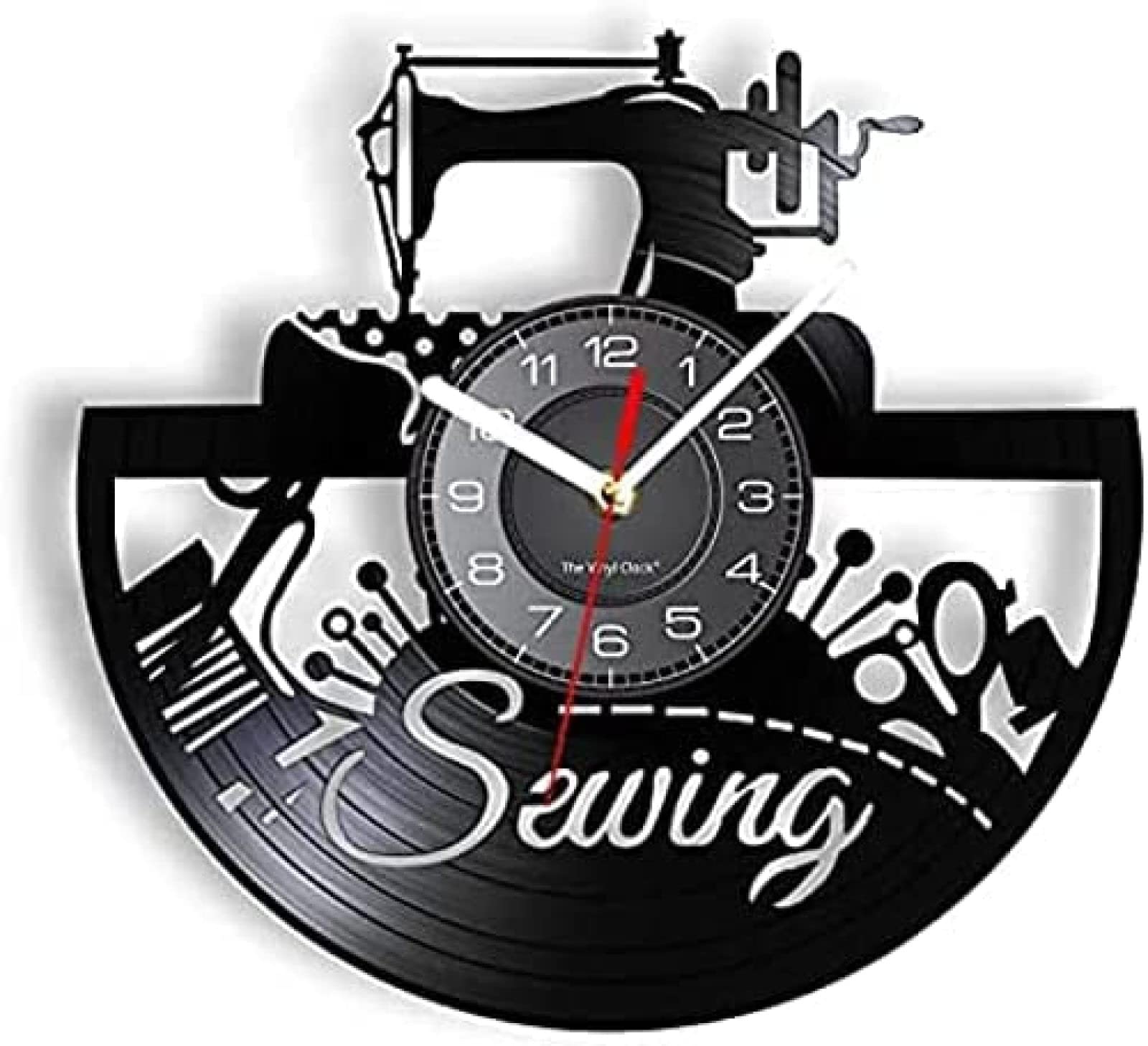 Horloge murale vinyle j'aime coudre idée cadeau originale couturière