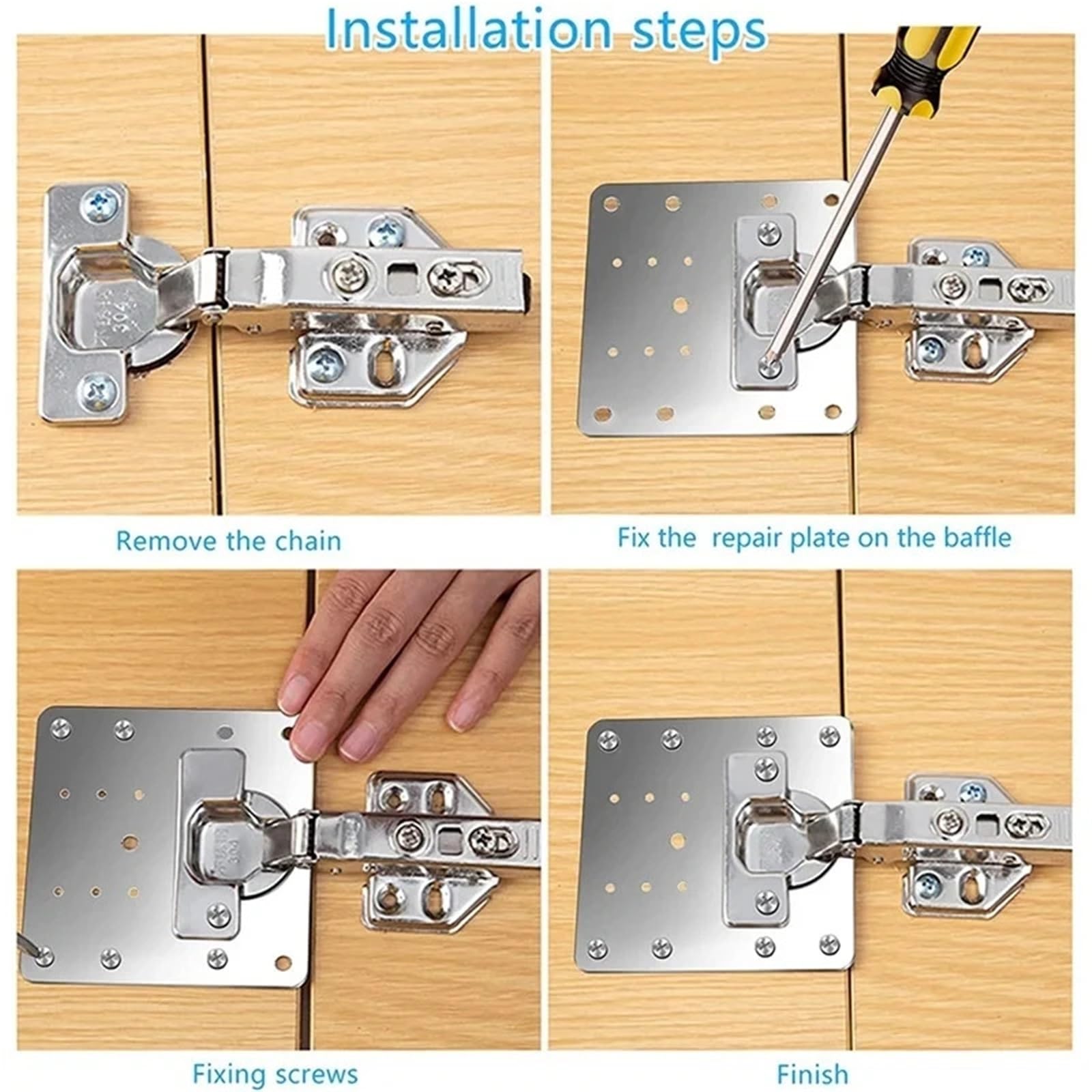 Placa De Reparación La Bisagra Puerta Del Gabinete Acero Para El Montaje Refuerzo(10pcs)