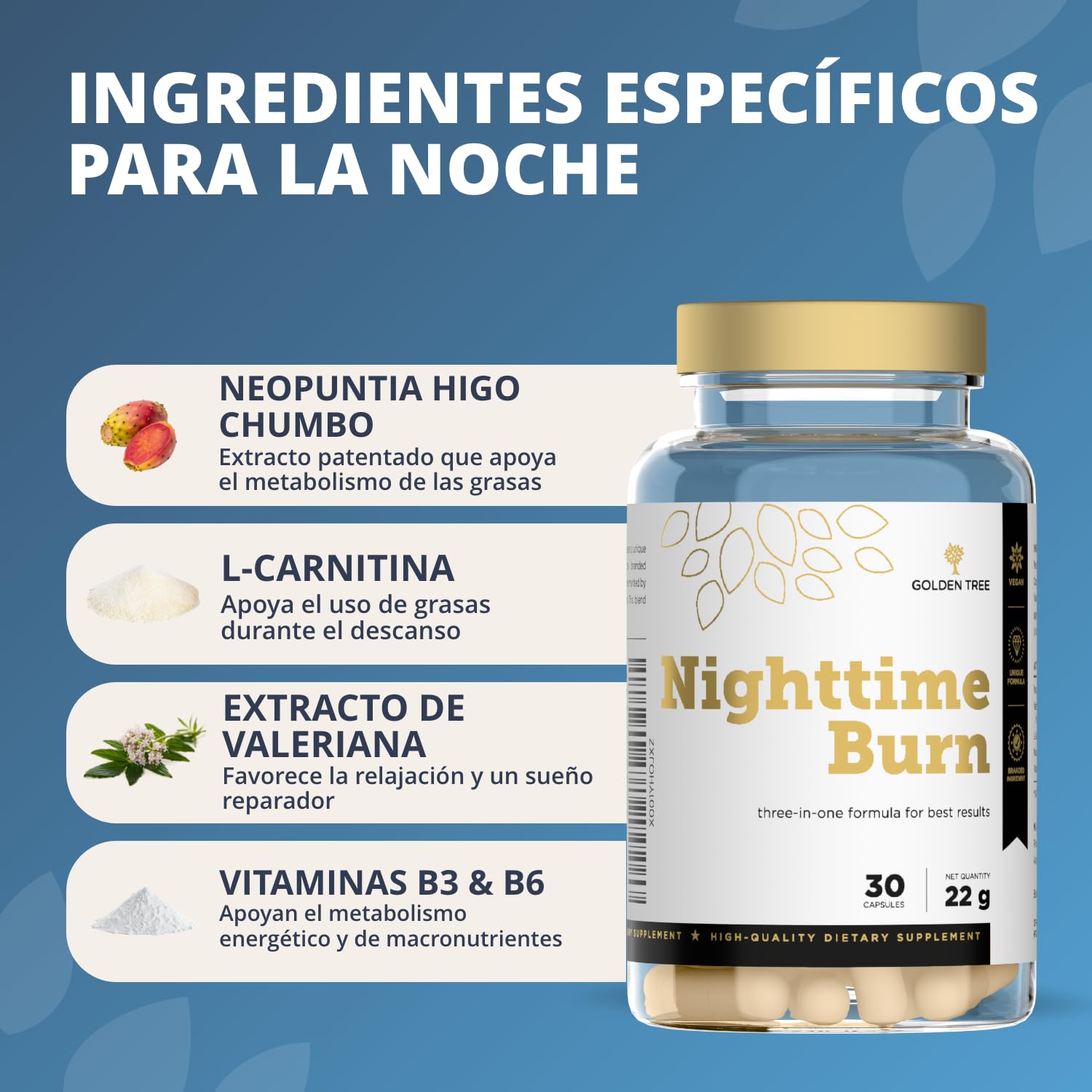 l carnitina antes de dormir Golden Tree Nighttime Burn – Suplemento Fibra, 30 Cápsulas Veganas روتين البقع الداكنة