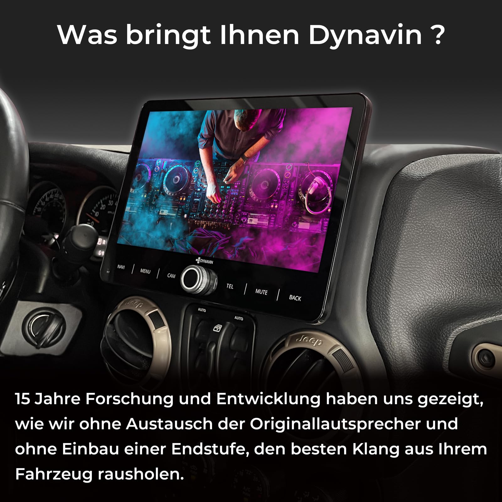 DYNAVIN Android Autoradio GPS pour Jeep Wrangler 2007-2017: 10 Pouces Radio avec Wireless CarPlay et Android Auto | Head-up Display | Dab+ Radio: D9-JP Plus