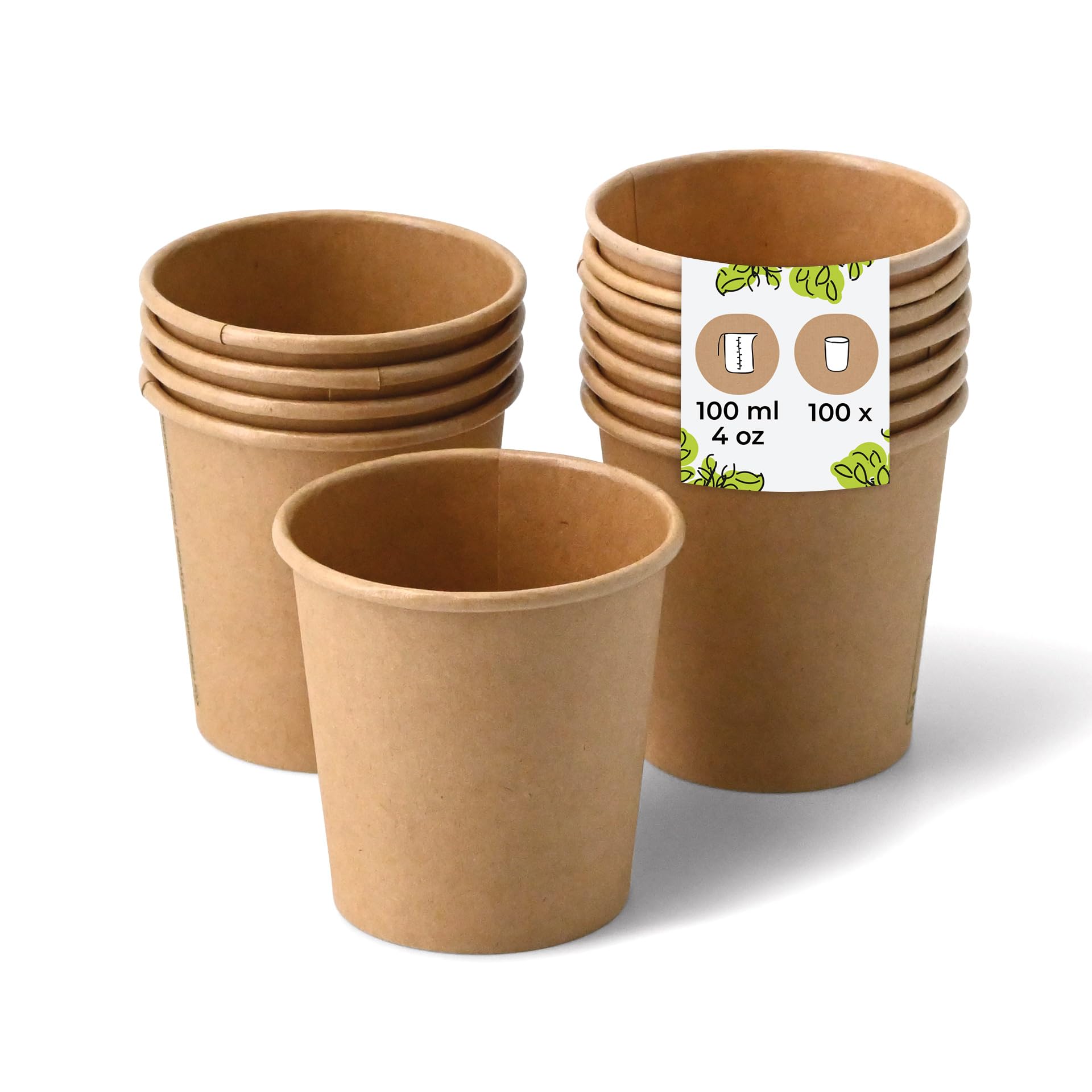 BIOZOYG 100 Stück Kaffeebecher Pappbecher 100ml / 4 oz Ø 62 mm braun - Einwegbecher plastikfrei - Becher aus nachhaltiger Forstwirtschaft - Kaffeebecher Einweg