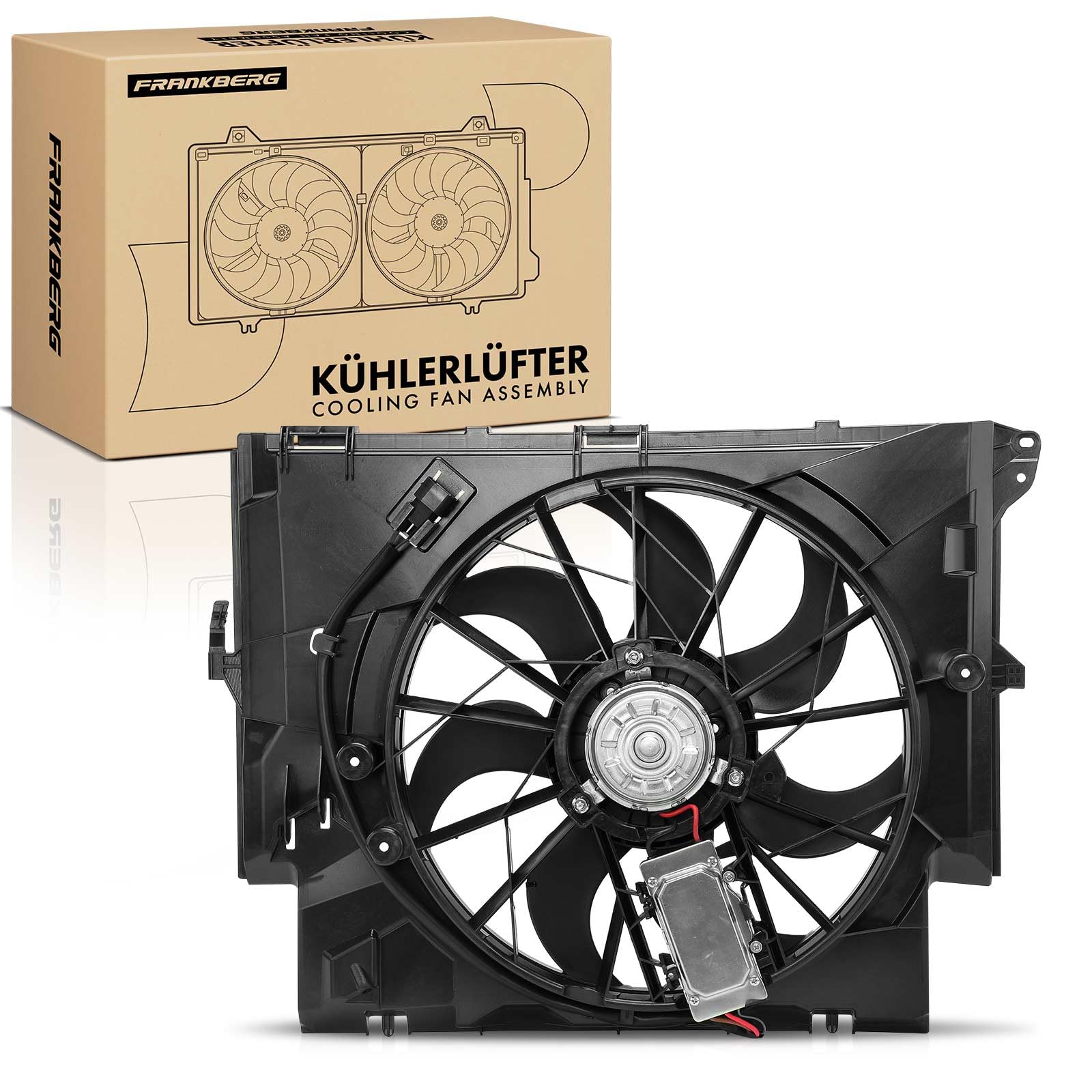 Frankberg Ventola di raffreddamento Ventola Radiatore ad acqua Diesel Compatibile con X1 E84 2.0L Serie 3 Touring E91 2.0L Serie 1 E87 2.0L Serie 3 E90 2.0L Serie 1 E81 2.0L Replace# 17427788905