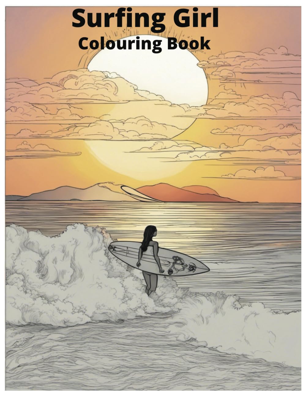 Surfing Girl Colouring Book: Adults surfing colouring book