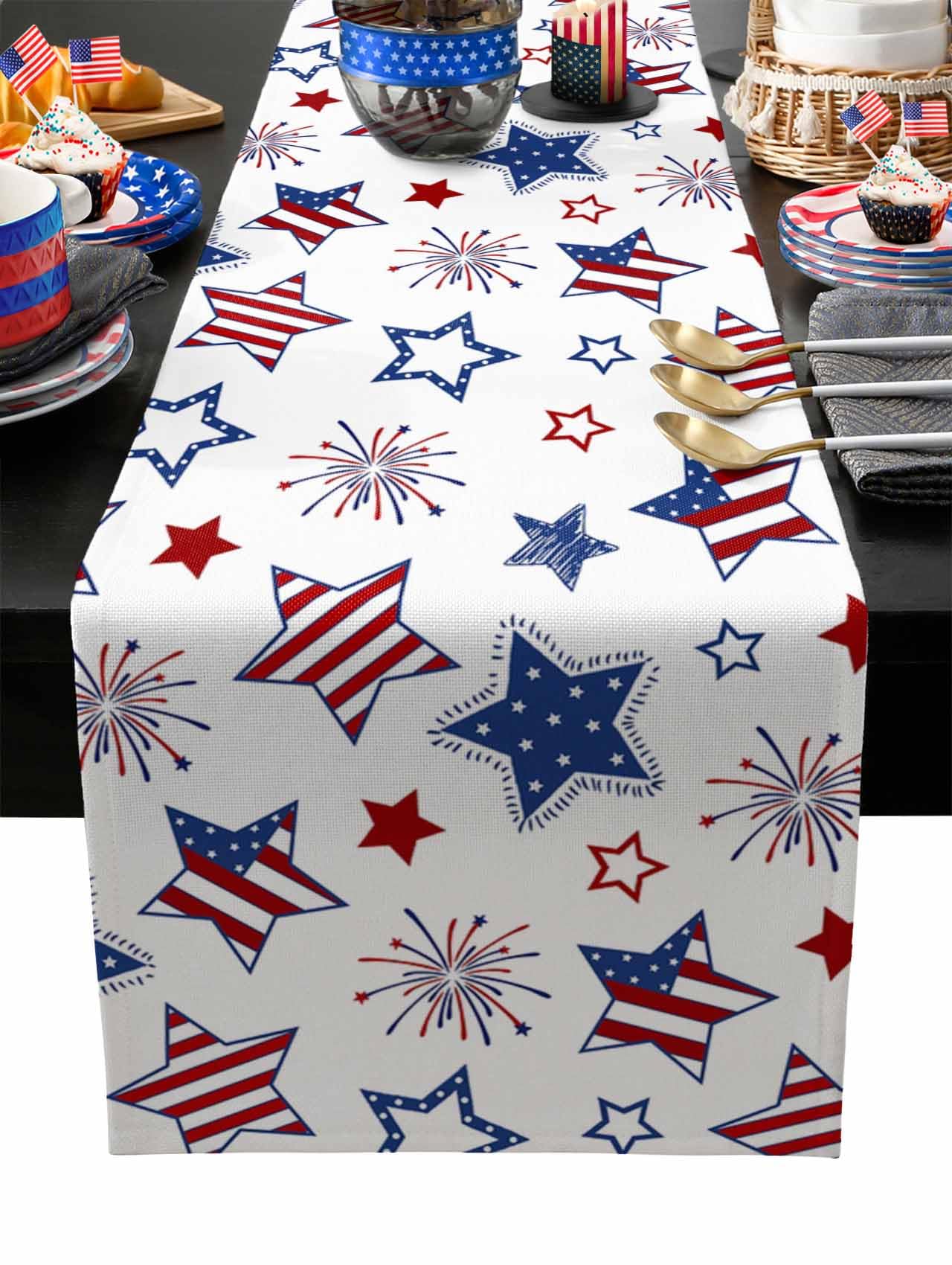 4th of July Table Runner Table Runner Patriotic Stars Table Runners Fireworks USA Flag Red White and Blue Table Runners for Independence Day Memorial