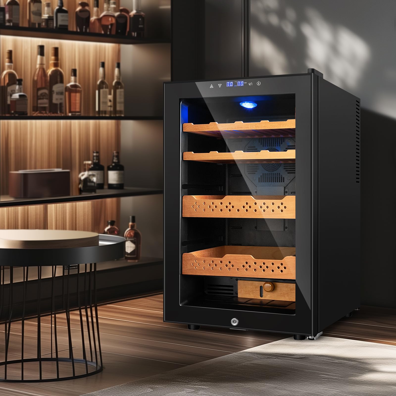 70l Electric Humidor – Large Capacity 400 Count Electric Humidor Cooler | Smart Temperature & Humidity Control | Spanish Cedar Wood Shelves, Digital LED Screen & Safety Lock | Christmas Gift For Men on Fridge.com - View 6