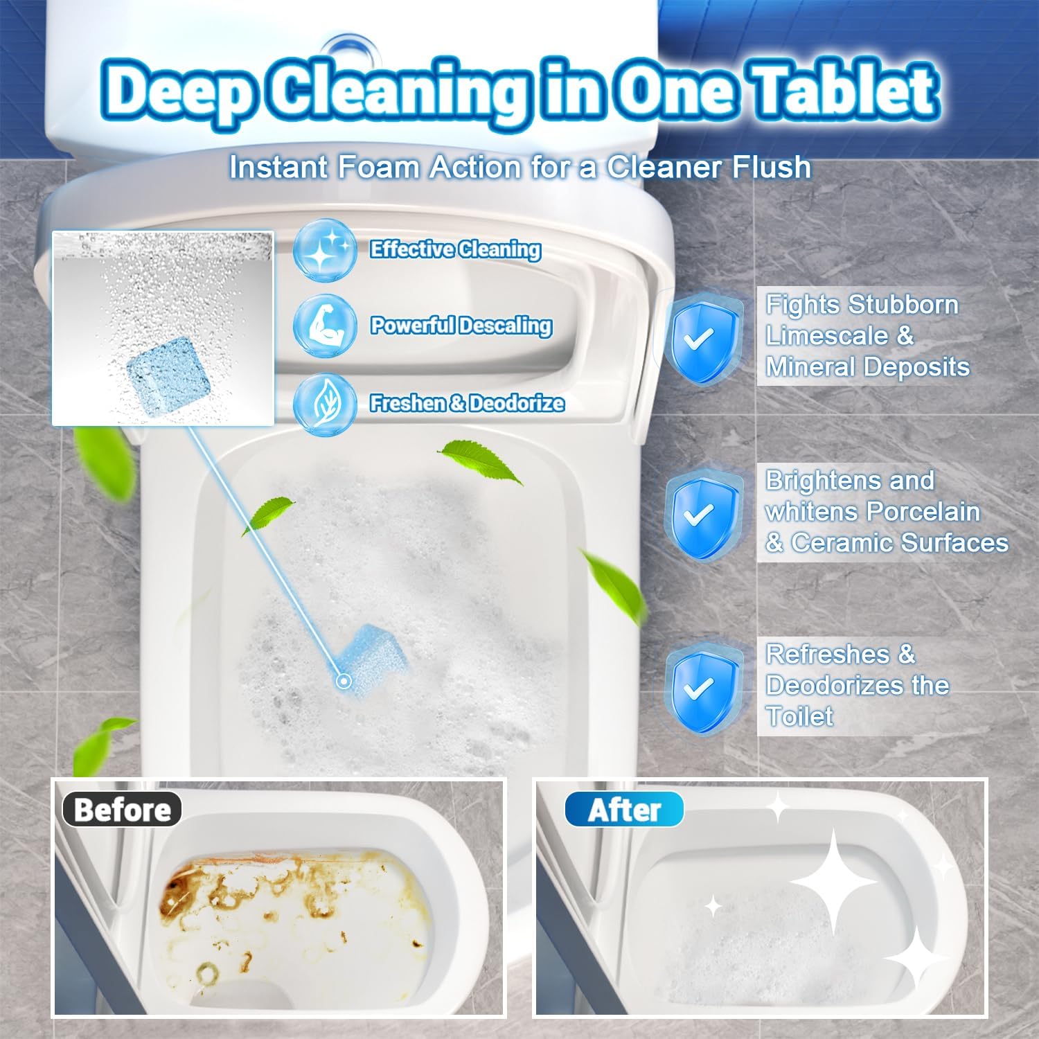 Upgraded Toilet Bowl Cleaner Tablets Set,36 Pack,Fresh Lemon Scent image 4