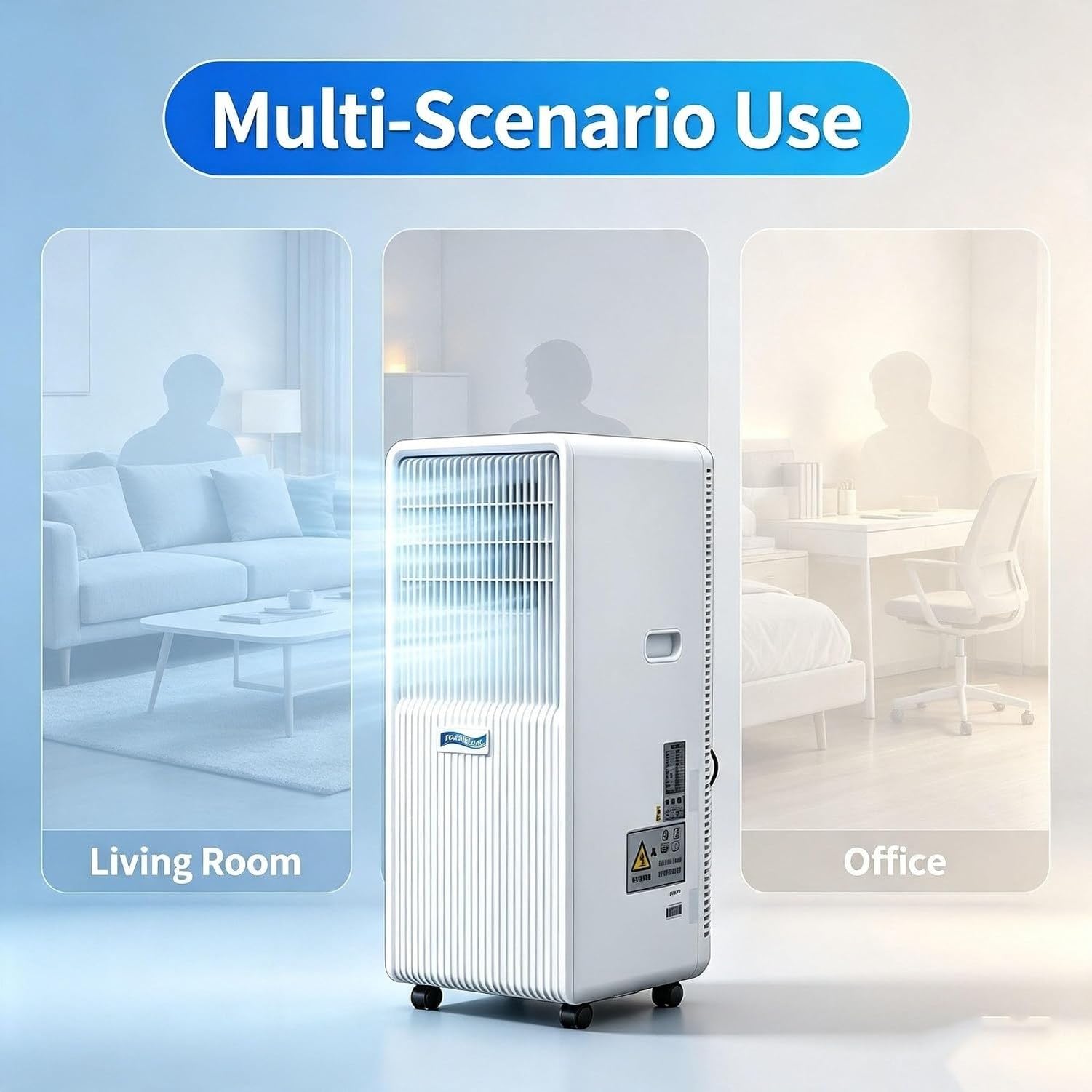Condizionatore d'Aria Portatile 9000 BTU con Telecomando, Timer 24H, modalità Notte, Kit Finestra, 2 velocità, 3 modalità per casa e Ufficio, 14000 BTU, 14000 BTU
