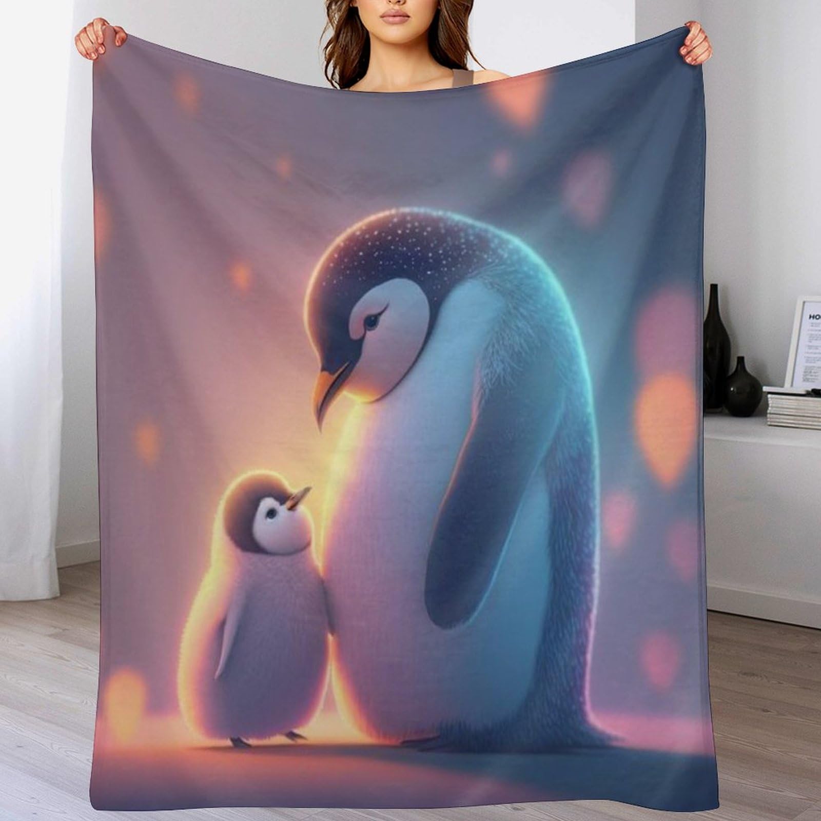 Jeté de canapé pingouin plaid polaire chaud contre le froid hivernal