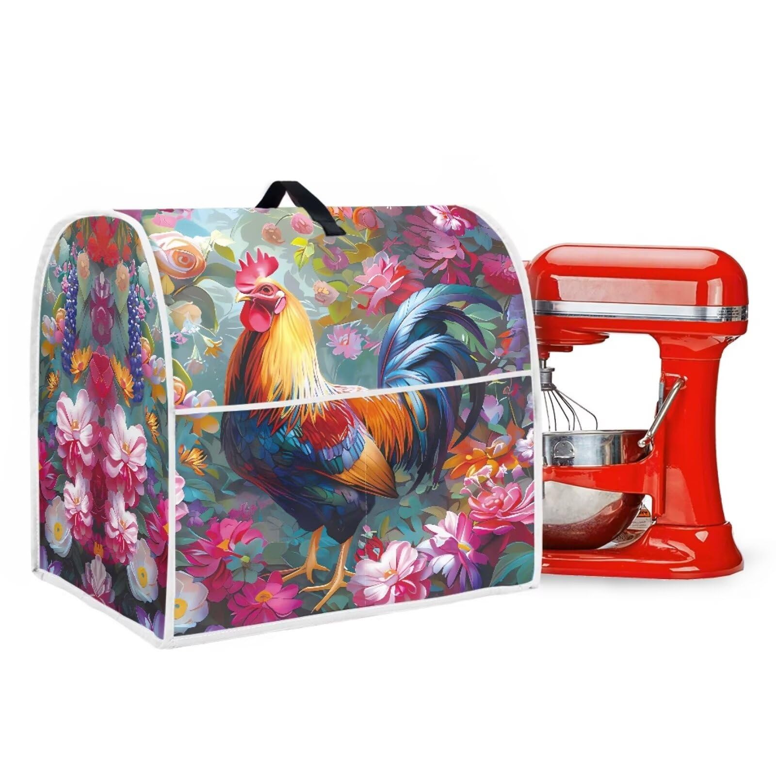 Uorisanigo Dust Cover Kitchen Aid Stand Mixer Cover Floral Chicken Kitchen Appliance Cover for 4.5-5 Quart Mixers Dust Cover Washable Protection Food Processor Cover Home Decor Accessories