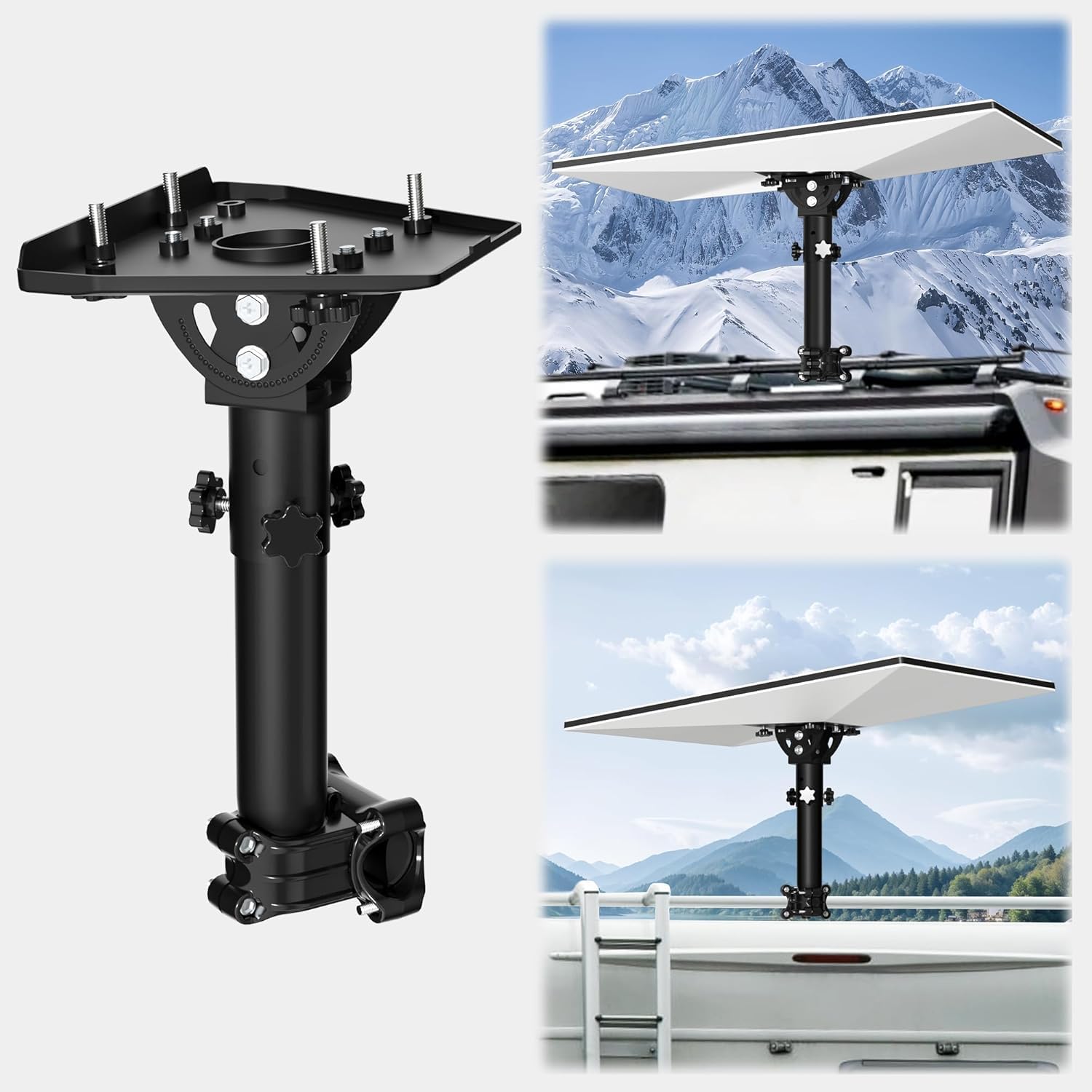 Supporto Starlink Gen 3 per RV con Scala, Adattatore per Tubo V3 Regolabile a 160°, Kit di Montaggio Starlink per Auto, SUV, Yacht, Staffa di Fissaggio per Palo (Adatto per Pali da 0,9-1,1")