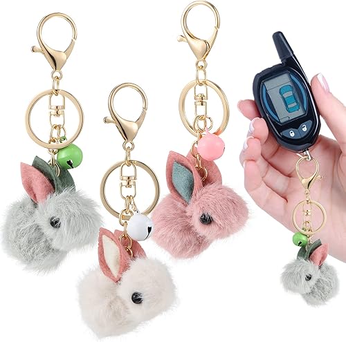 Miniatura 3 de GALPADA 3 piezas 2023 llavero con colgante de figura de conejo de peluche con diseño de conejo del zodiaco, regalo de Año Nuevo chino (color al
