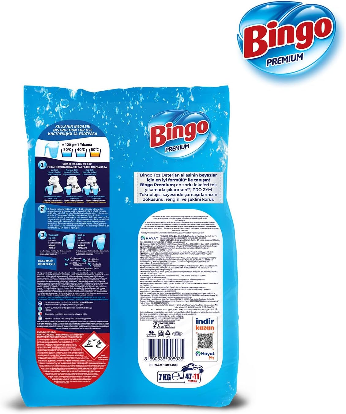 Bingo Premium Toz Çamaşır Deterjanı 7 kg Beyaz