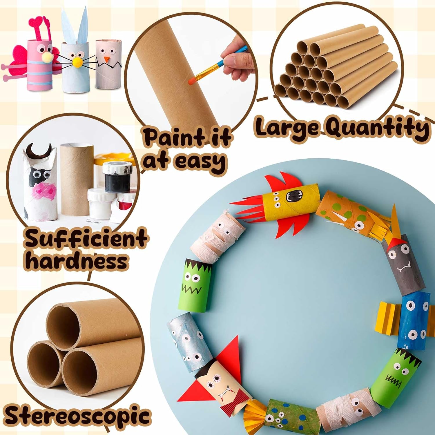 Honoson 30 Pack Large Cardboard Tube Bulk for Craft 1.6 x 16 In, 1.4 x 16 in Empty Toilet Paper Rolls Paper Craft Round Tubes Brown DIY Crafts Cardboard Tube Supplies Kraft Strong Pressure Resistant