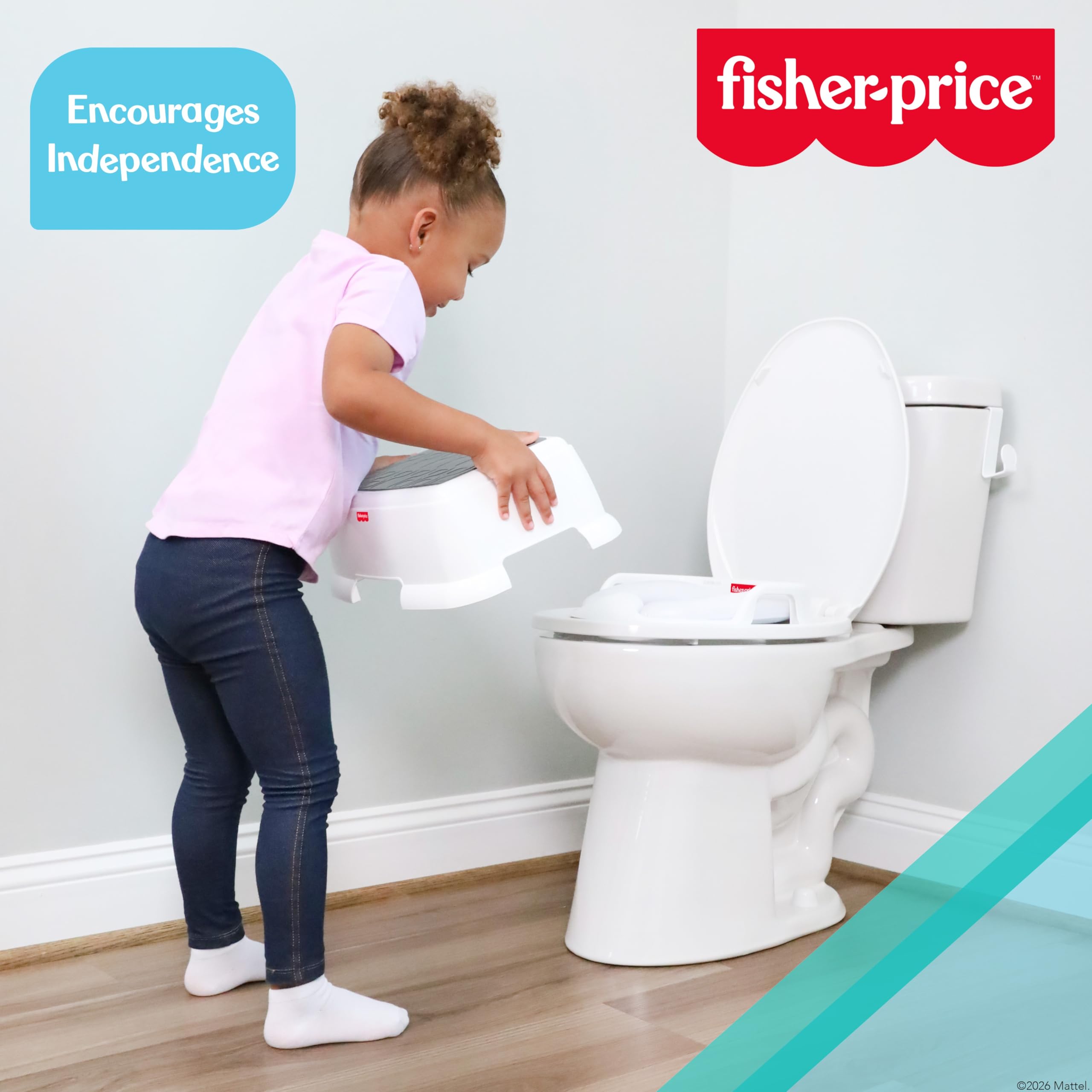 Fisher-Price Sgabello per bambini, con parte superiore testurizzata antiscivolo, base ampia e stabile, leggero per imparare a usare il vasino per bambini, sgabello da bagno e lavandino per i più