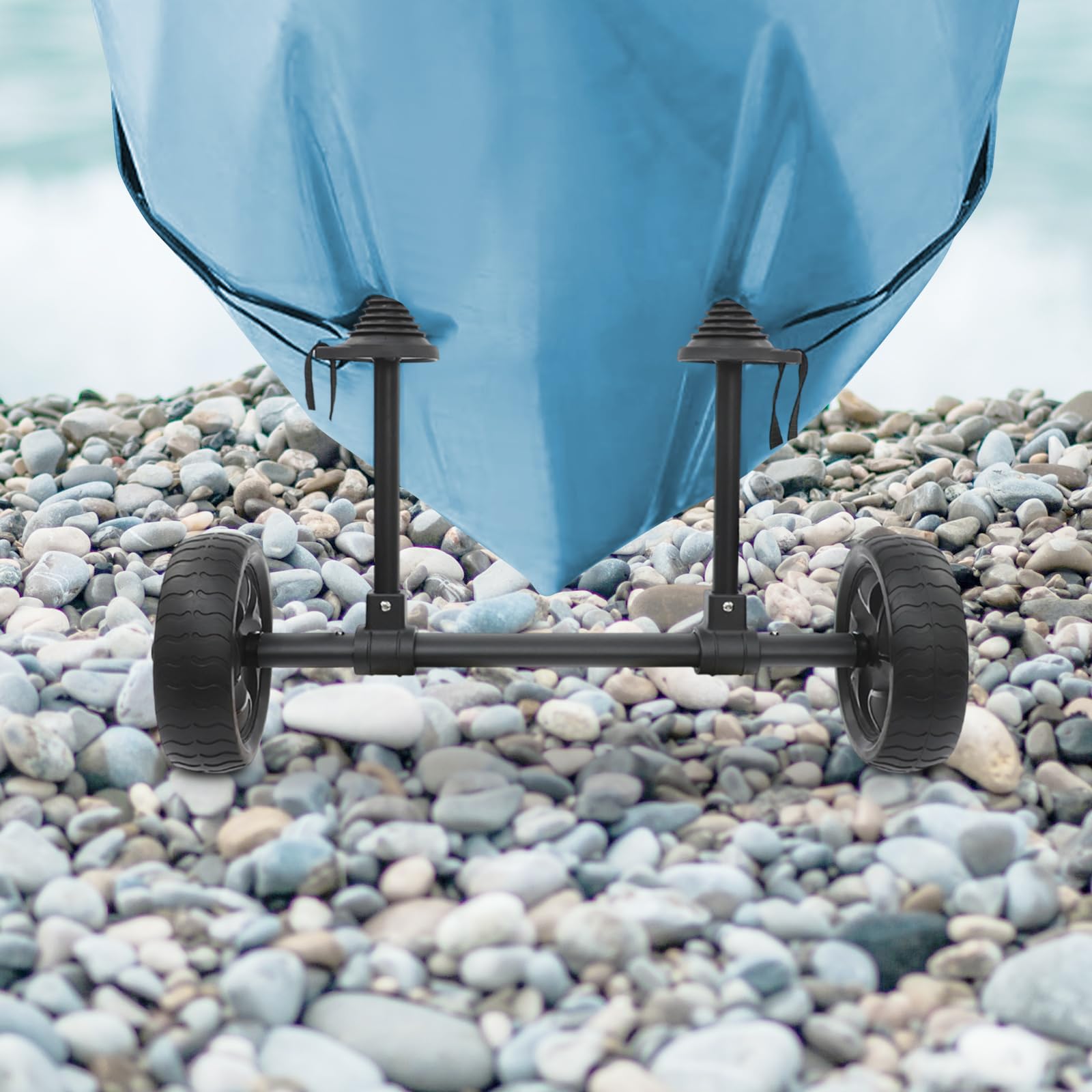 Carro para kayak, 45 kg, capacidad de carga, aleación de aluminio, hierro, carro de canoa, 6 hasta 28 cm, ancho ajustable, carro de transporte de 50 cm, distancia de las ruedas, transportador