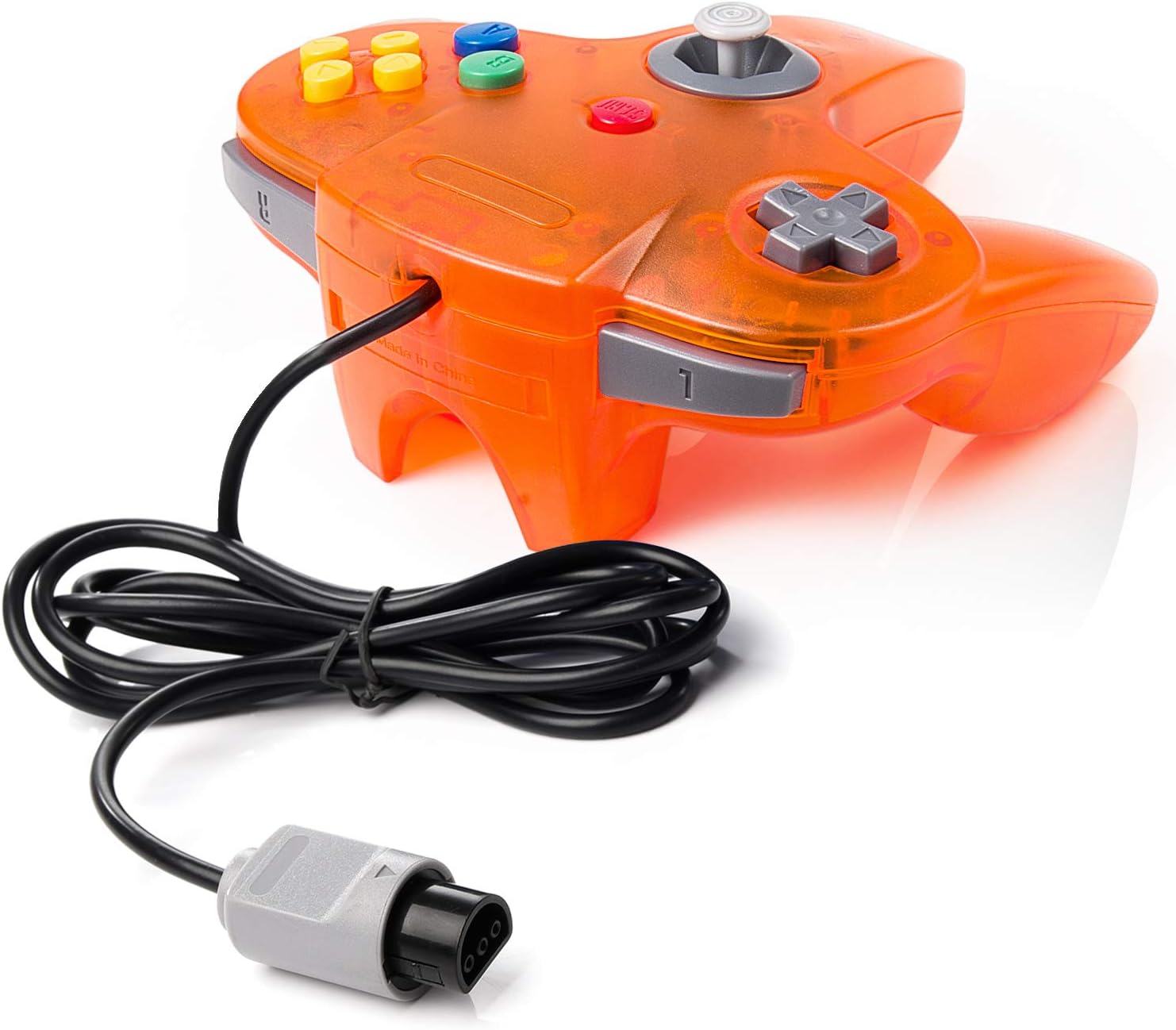 4 Pack 64 Controller, iNNEXT Wired Game pad Joystick [3D Analog Stick] for 64 - Plug & Play (Non PC USB Version) (Black/Grey/Yellow/Clear Orange)