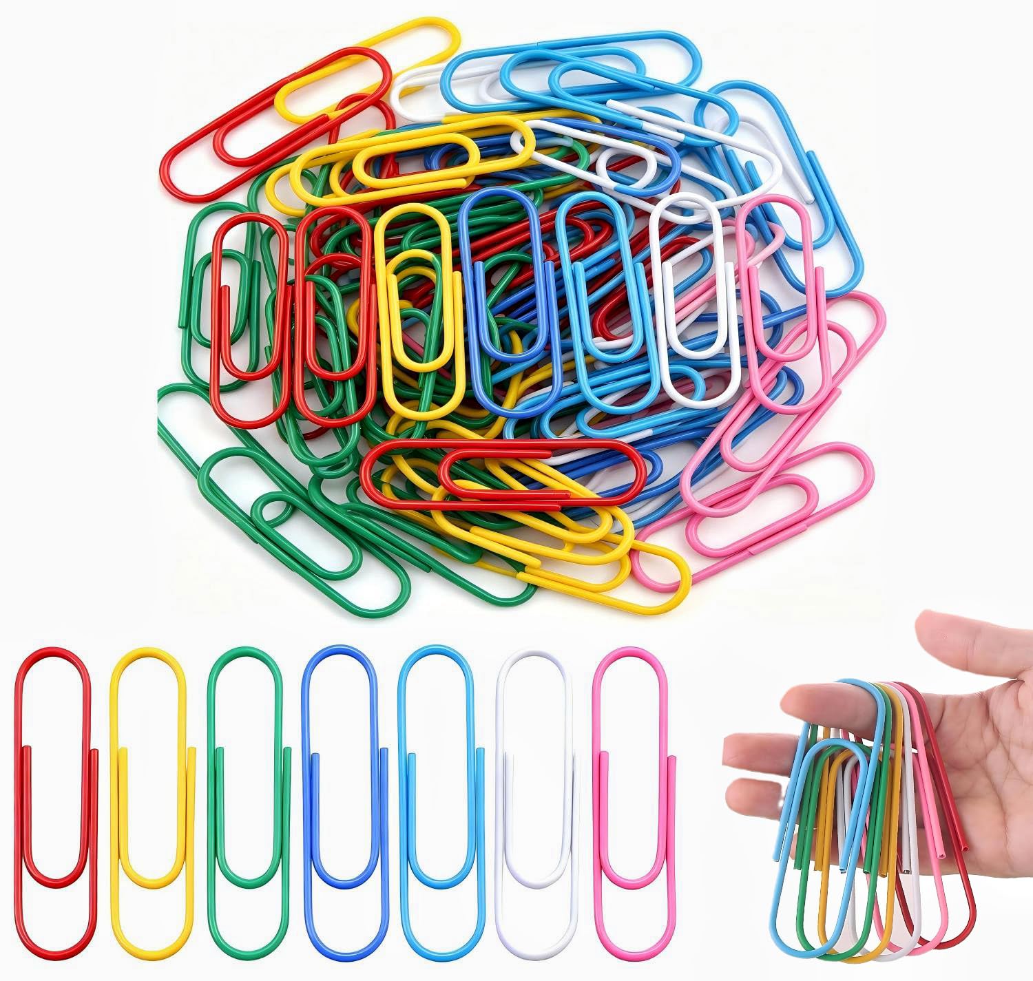 30 Pack Jumbo Paper Clips 4 Inch (10cm), Vinyl Coated Mega Colored Clips, Heavy Duty Rustproof Sheet Holders for Office Home School, Multicolored File Organizer