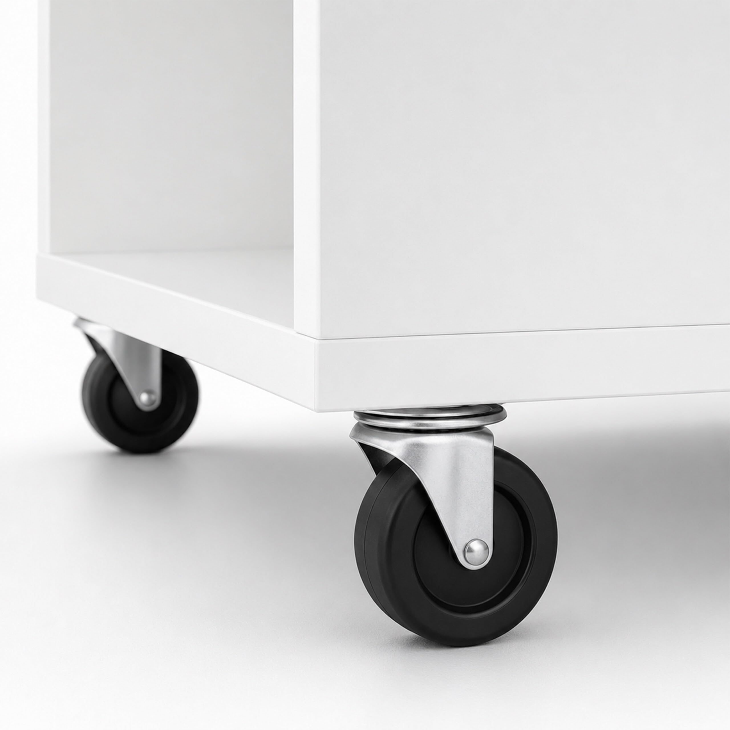 Relaxdays Carrito de nicho, Altura 85 x 18 x 60 cm, estantería Estrecha para baño y Cocina, 4 Niveles, con Ruedas, Aspecto de Madera, Color Blanco
