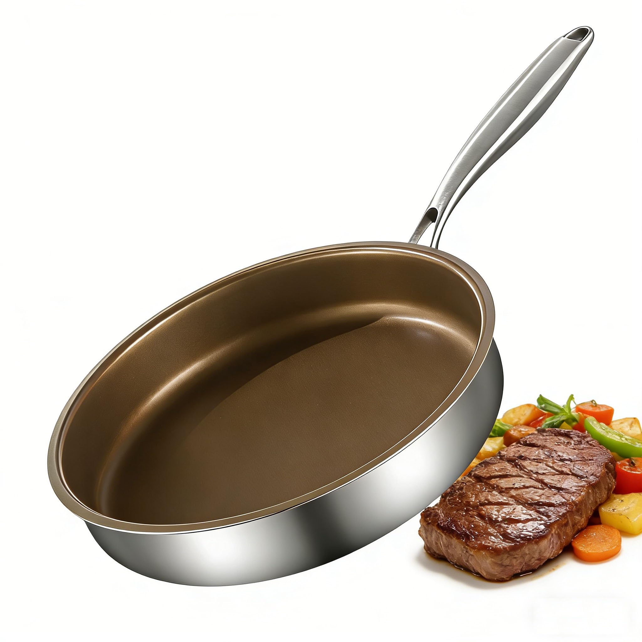 Poêle en acier inoxydable W&H idéale pour cuisiner sur induction