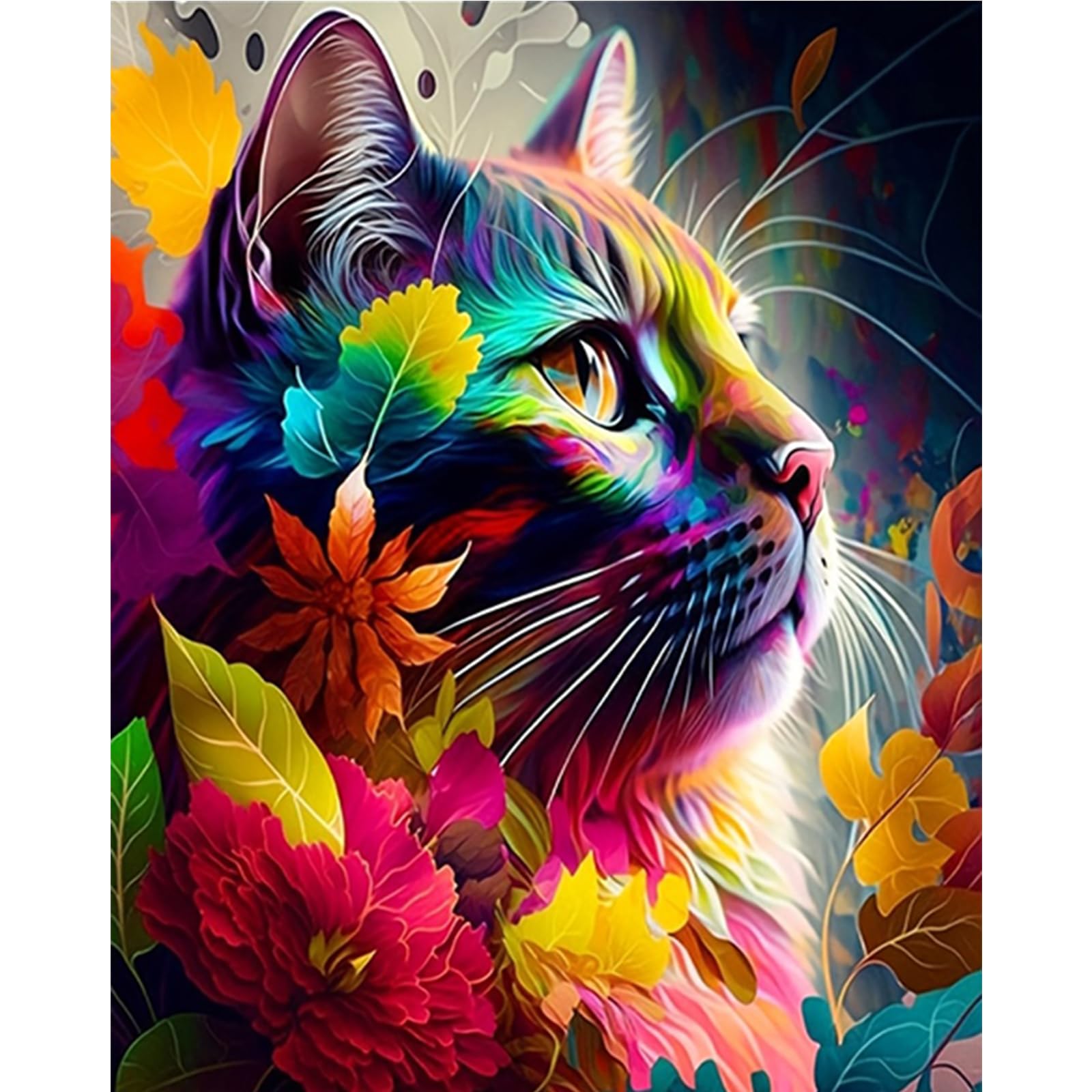 POETRYDRAW DIY Autumn Leaf Cat Paint by Numbers Kits Drawing Paintwork on Canvas 15.75x19.69inch Without Frame Canvas Oil Painting Number Painting for Adults Beginner Home Wall Decor Gift