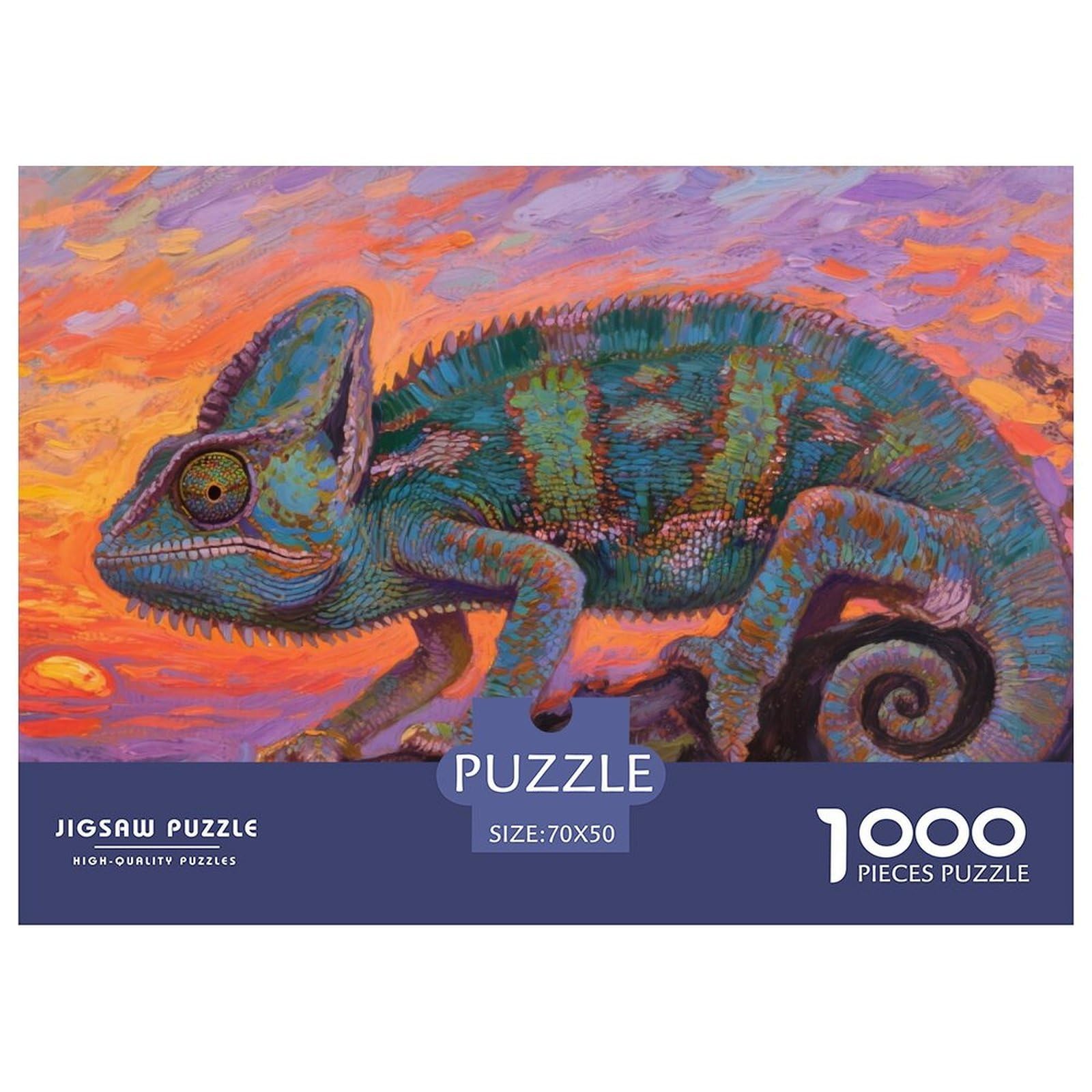 Puzzle Chameleon 1000 Pieces Challenge Toy for Adults,Sunset Wilderness Impossible Jigsaw Puzzles 1000 Pieces Educational Game Home Decoration 70x50cm/1000pcs