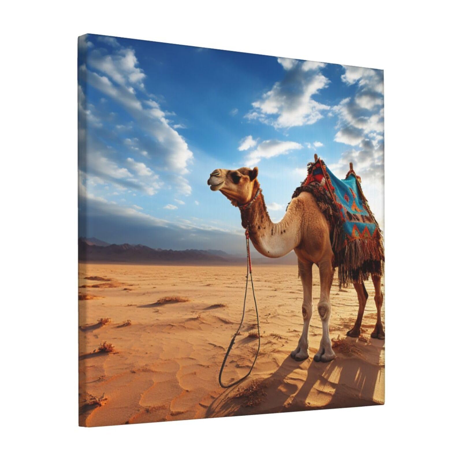 FodPand Camel Blue Sky Canvas Wall Art for Living Room Wall Decor 12"x12" Modern Artwork Painting Pictures Hanging Canvas Prints Aesthetic Wall Art for Bedroom Bathroom Office Wallart Decor