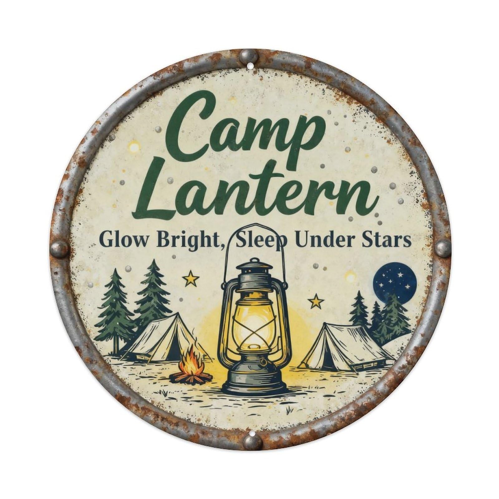 Camp Lantern Cabin Outdoor Decor Metal Tin Sign Plaque