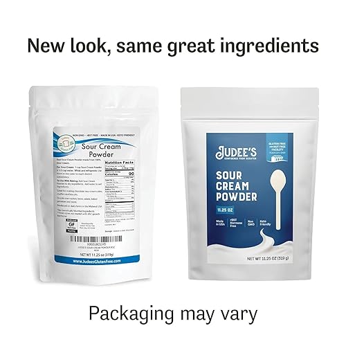 Miniatura 4 de Judee's Gluten Free Crema agria en polvo, crema agria liofilizada en polvo para hornear y salsas, mezcla sin OMG y sin gluten, 11.25 onzas, paquete