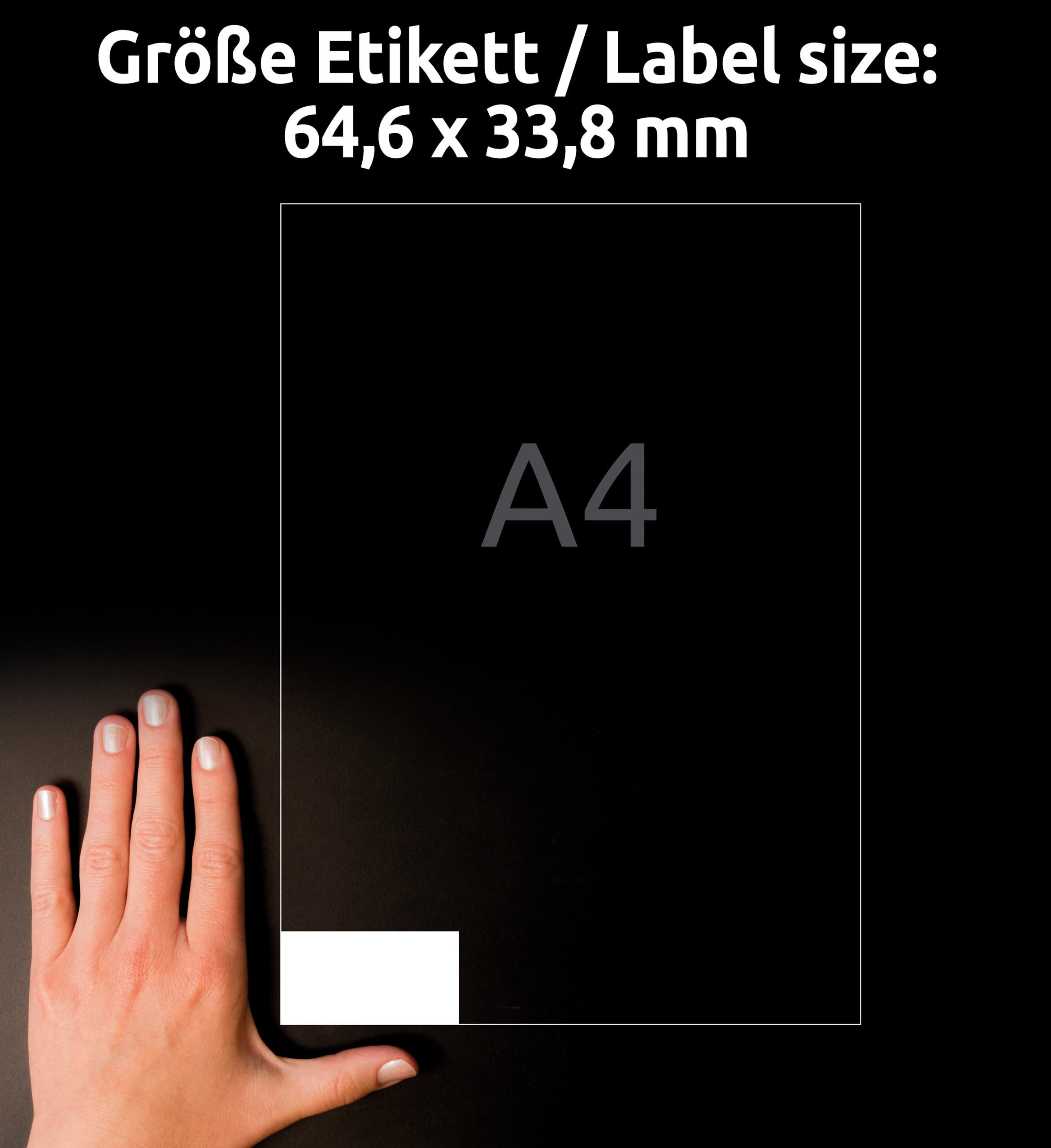 AVERY Zweckform 3658 Adressaufkleber (2.400 Klebeetiketten, 64,6x33,8mm auf A4, Papier matt, bedruckbare Absenderetiketten, selbstklebende Adressetiketten mit ultragrip) 100 Blatt, weiß