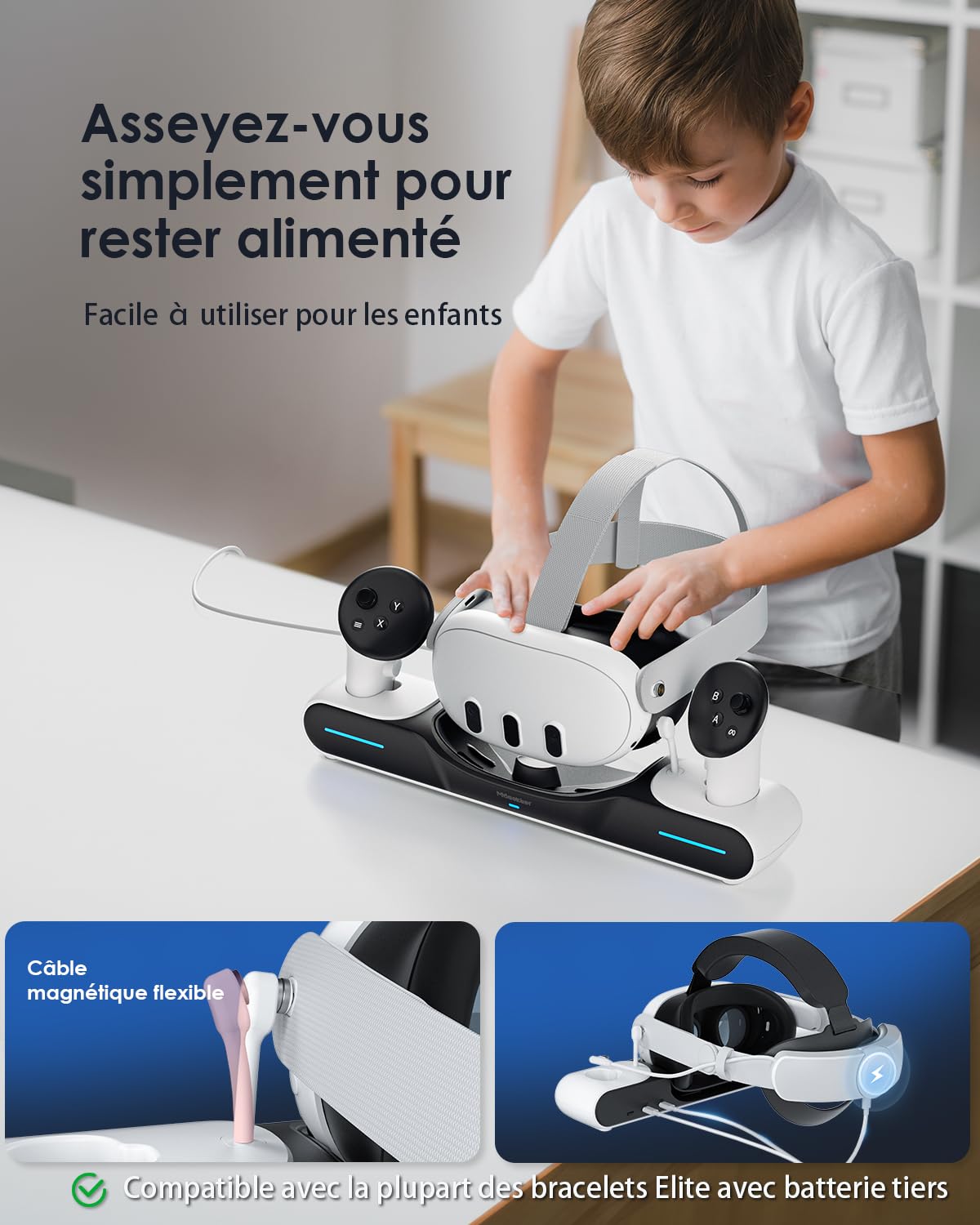 Station de Charge pour Quest 3 Station de Charge Chargeur magnétique pour Quest 3 Accessoires Support de Charge