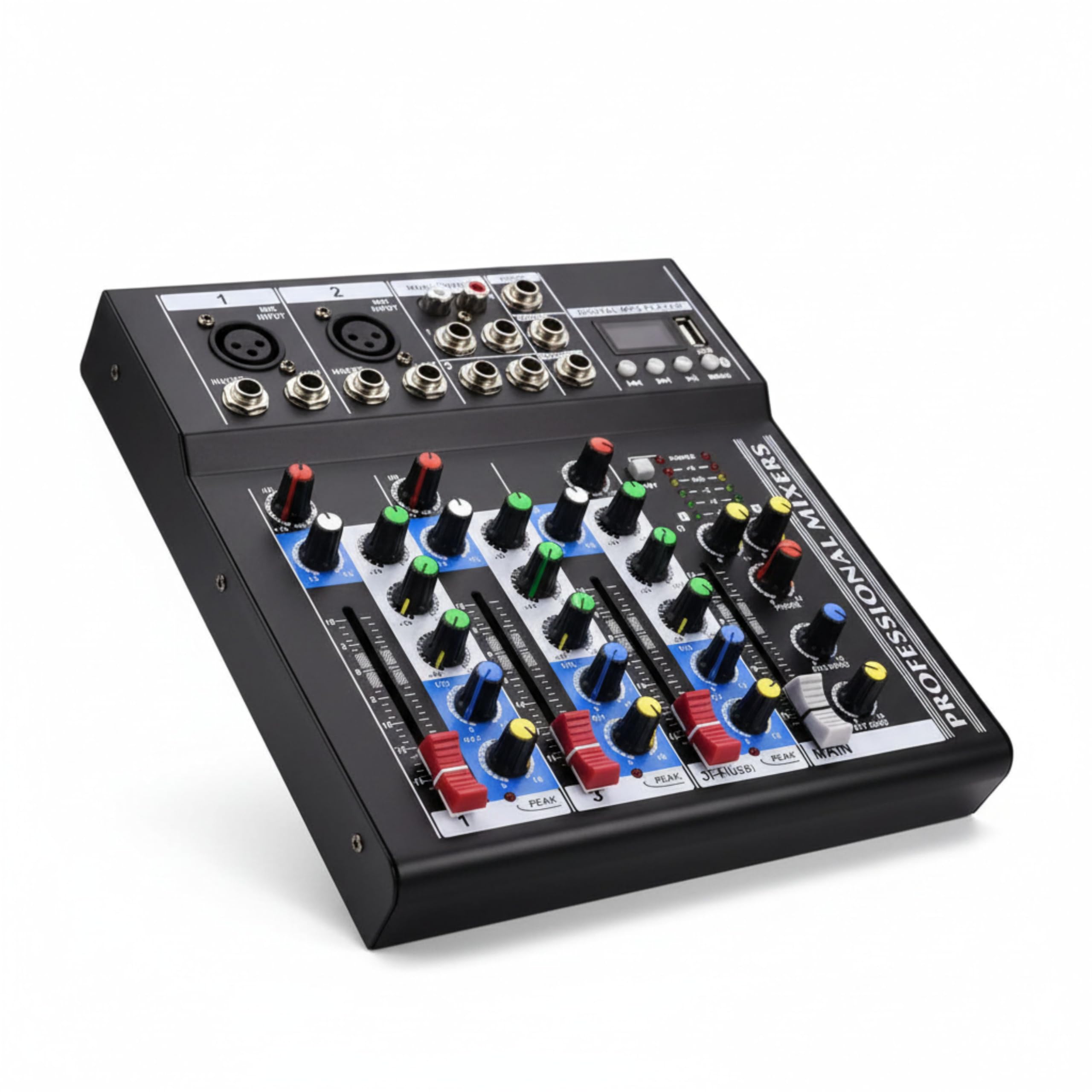 Mixer Karaoke Con 2 Microfoni Wireless E Bluetooth - 4 Canali, EQ 3 Bande, USB, Phantom 48V