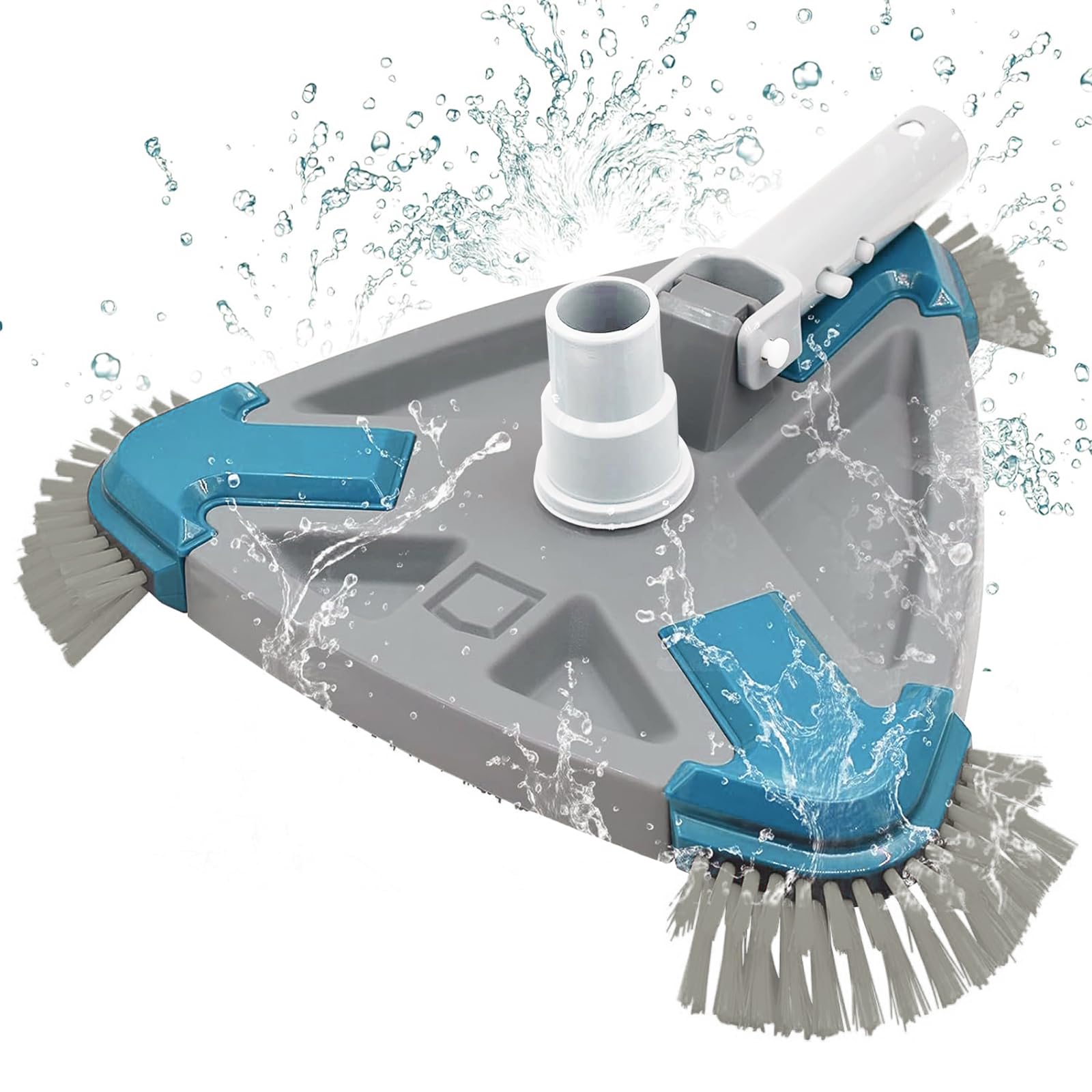 Tête d'aspirateur de Piscine Triangulaire lestée avec Brosse de Fond et latérale, poignée EZ Clip
