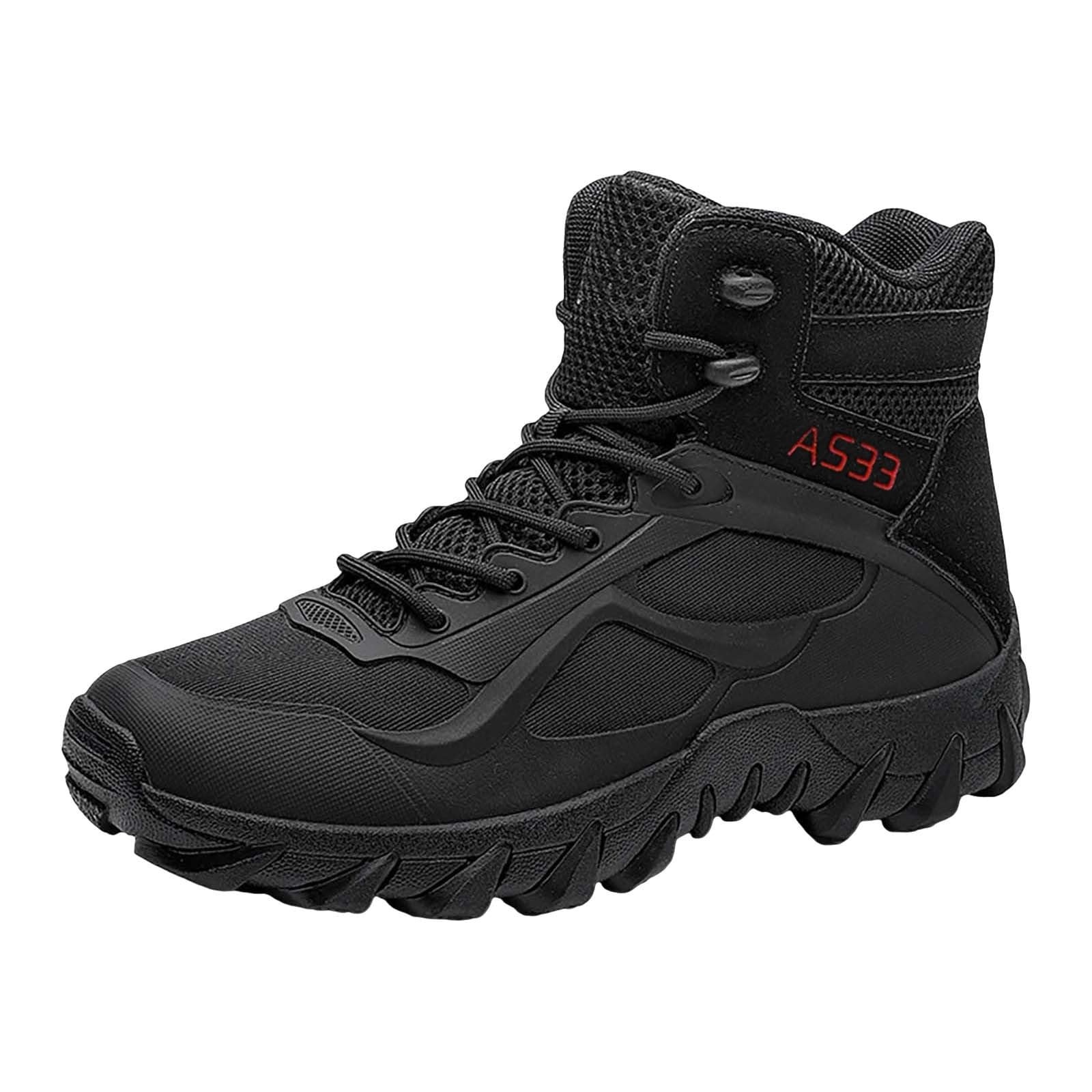 Botas de tobillo para hombre, botas de senderismo con cordones