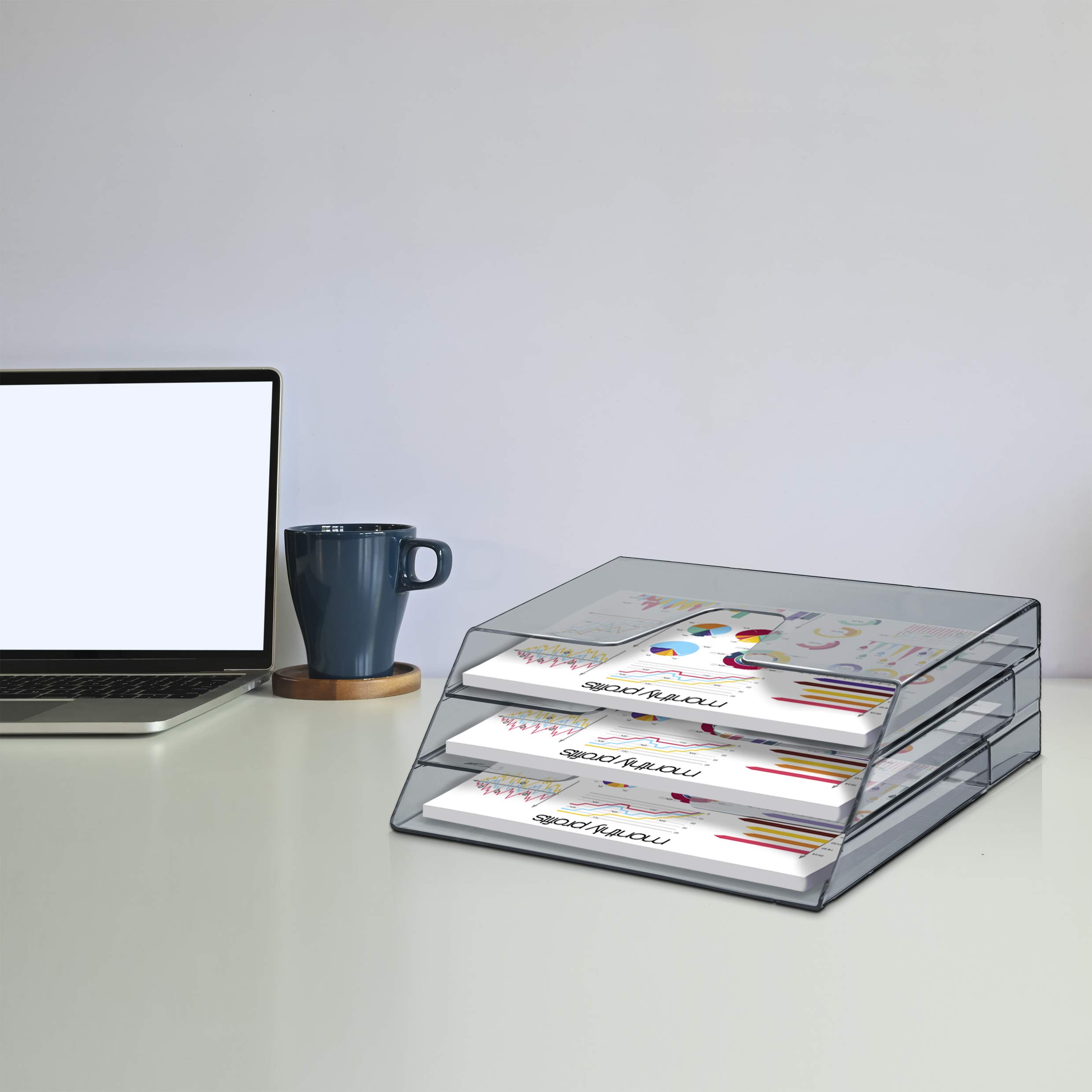 Acrimet Organizzatore di Cartelle Portadocumenti Orizzontale Triplo (Fumo)