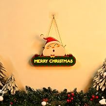 Merry Christmas Door Sign Lighted Wooden Christmas Wall Hanging Ornaments for Front Door, Porch and Home Decorations Batteries not Included